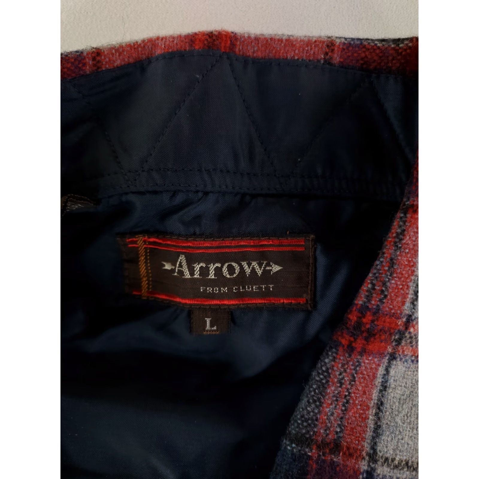 Arrow Arrow Button Up Shirt Wool Blend Flannel Loop Collar Multicolor Red Gray Blue Green Mens L Shirt Size US L / EU 52-54 / 3 - 4 Thumbnail