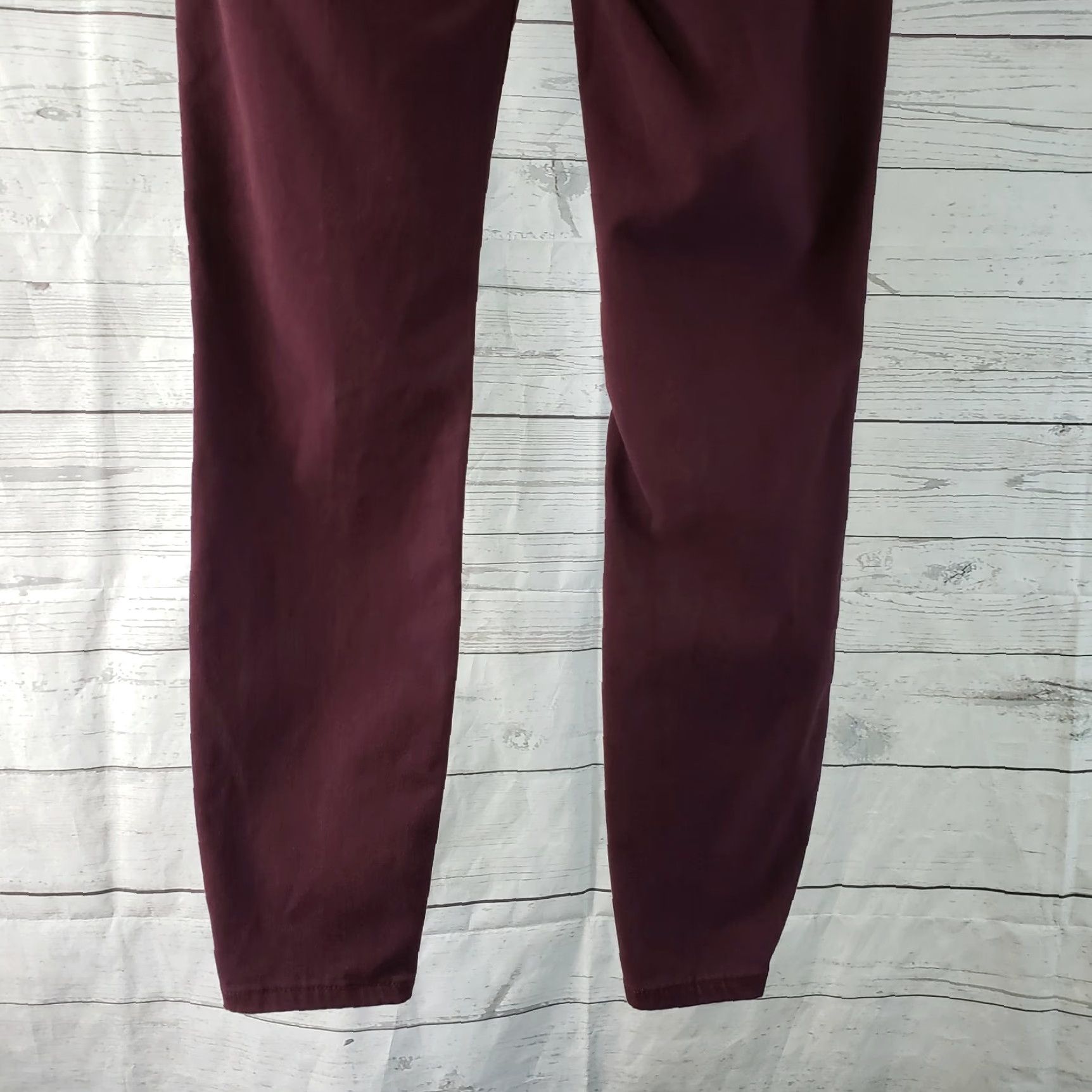 Ann Taylor VINTAGE Ann Taylor LOFT Womens Cropped Skinny Pants Sz 6 Maroon Mid Rise Cotton Blend Size 28" / US 6 / IT 42 - 5 Thumbnail