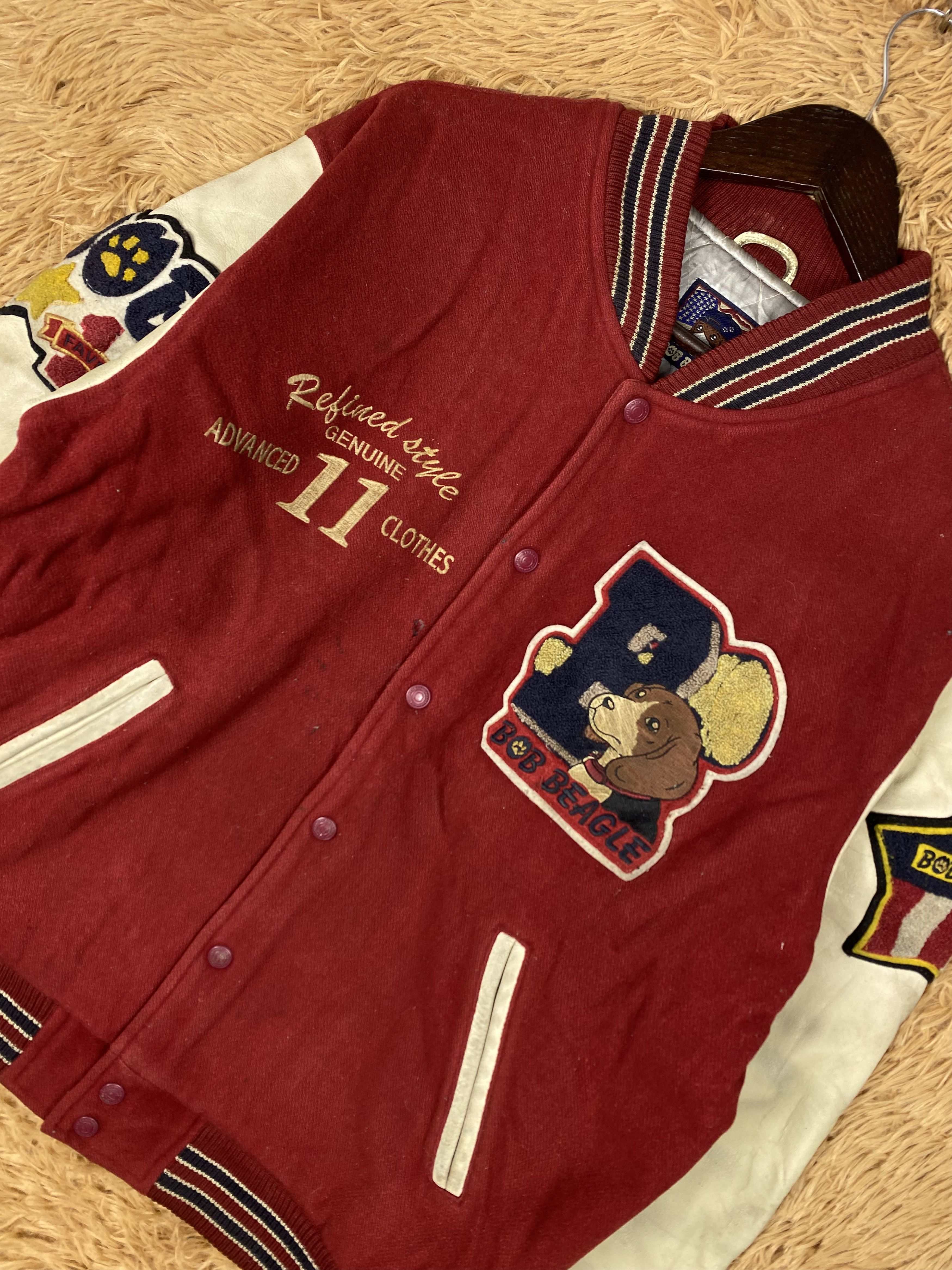 MLB Vintage Bob Beagle Leather Sleeve Varsity Jacket DJ0403 Size US M / EU 48-50 / 2 - 2 Thumbnail