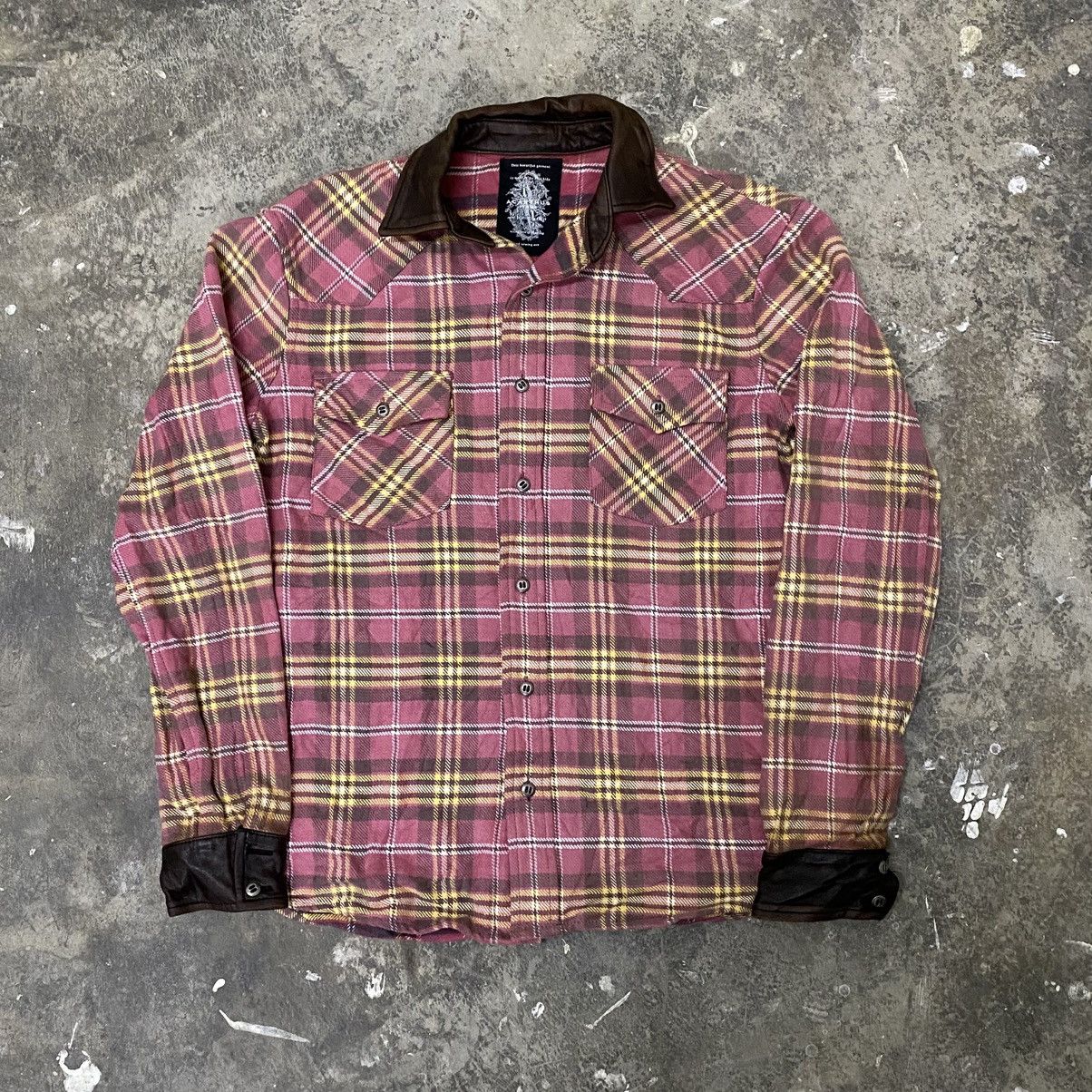 If Six Was Nine Vintage Acanthus Flannel Leather Shirt Hedi Lgb Emo Jacket Size US S / EU 44-46 / 1 - 2 Thumbnail