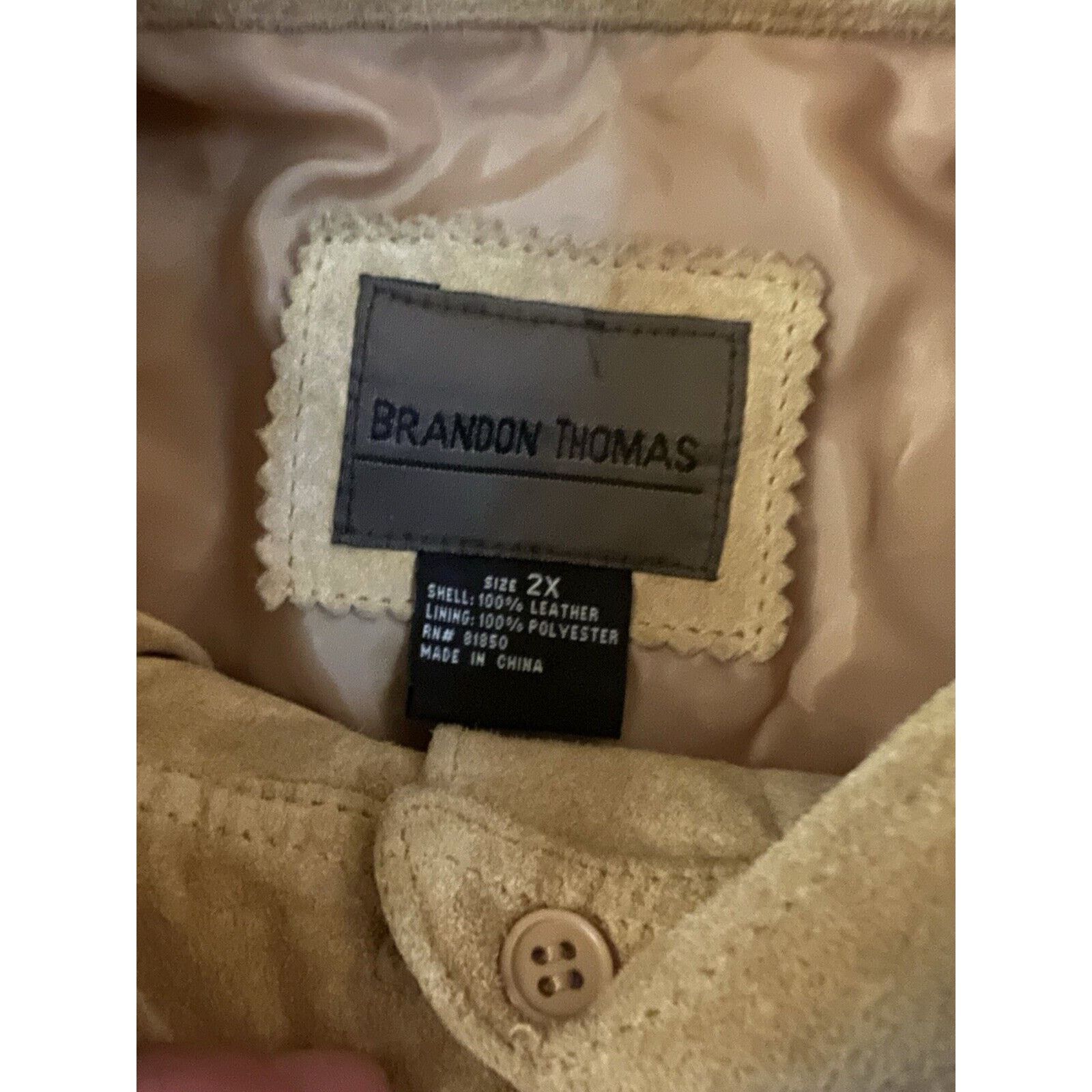 Vintage VTG Brandon Thomas Suede Leather Jacket Tan Beige 2XL Size XXL / US 16-18 / IT 52-54 - 2 Thumbnail