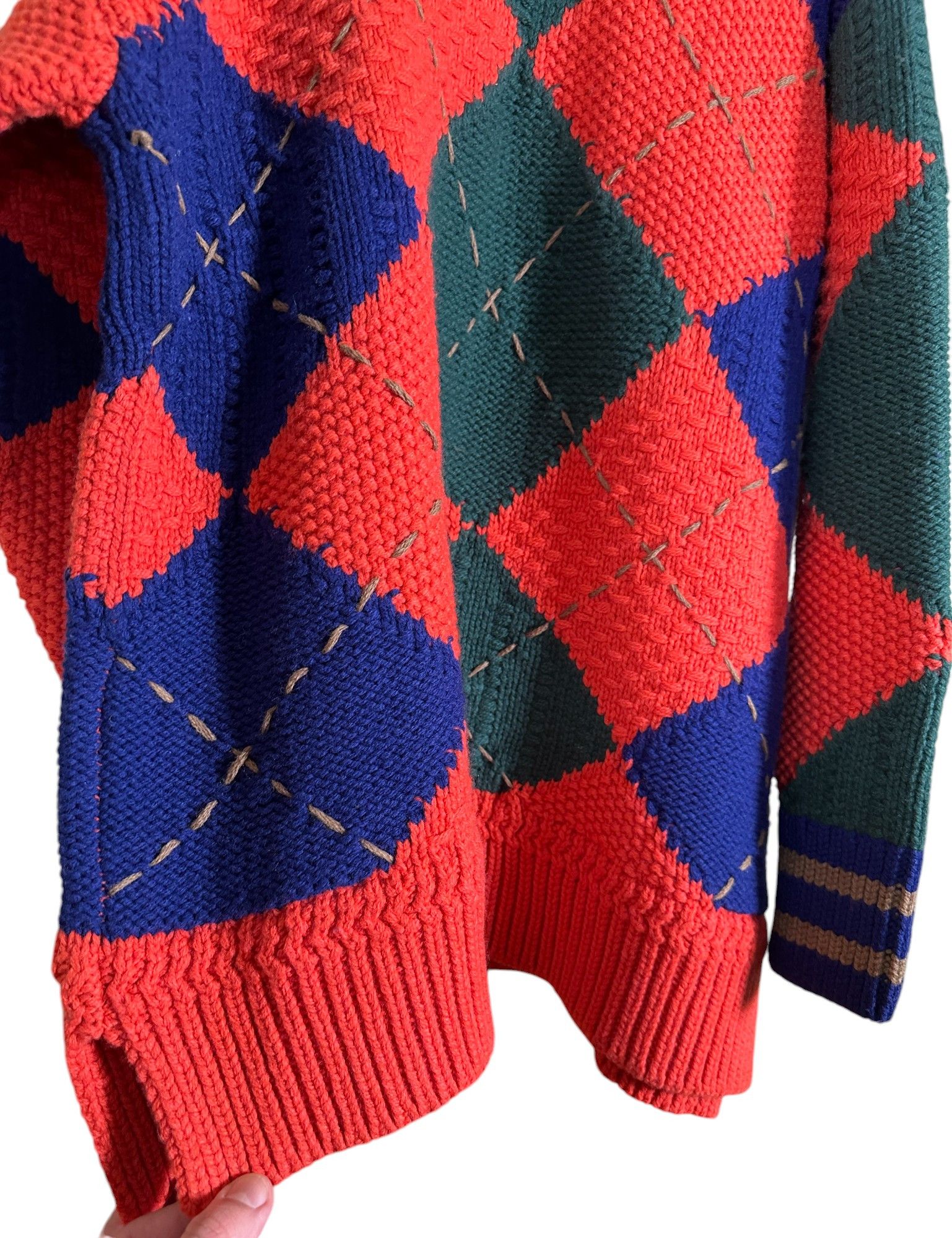 Gant Bold Argyle Crew Neck Oversized Sweater Size US L / EU 52-54 / 3 - 9 Thumbnail