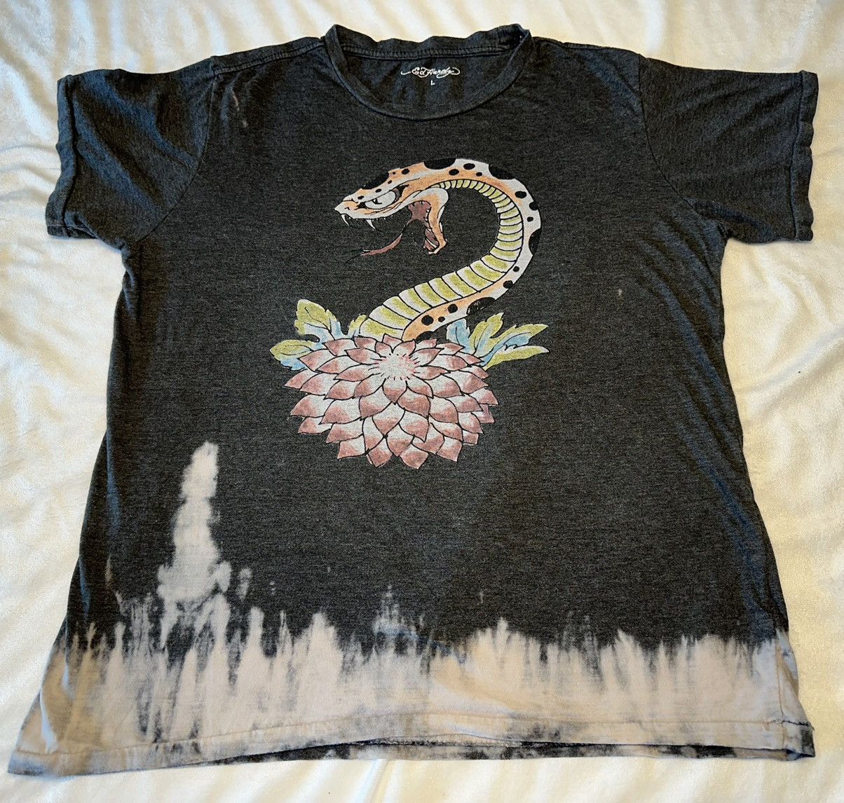 Ed Hardy Ed Hardy Women's Black Lotus Snake Top Size Large Size L / US 10 / IT 46 - 1 Thumbnail