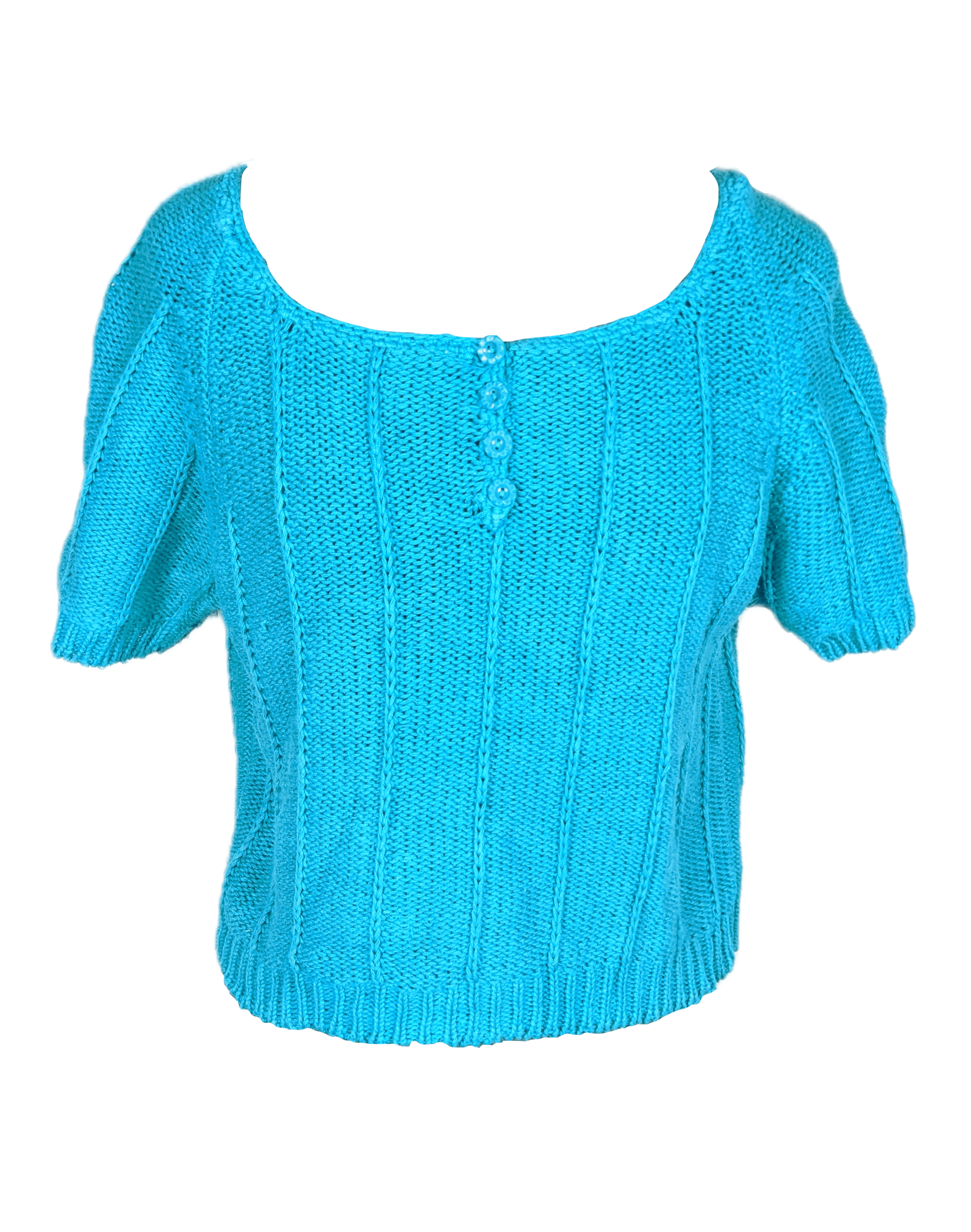 Vintage 1980's Blue Knit Top Size ONE SIZE - 2 Thumbnail