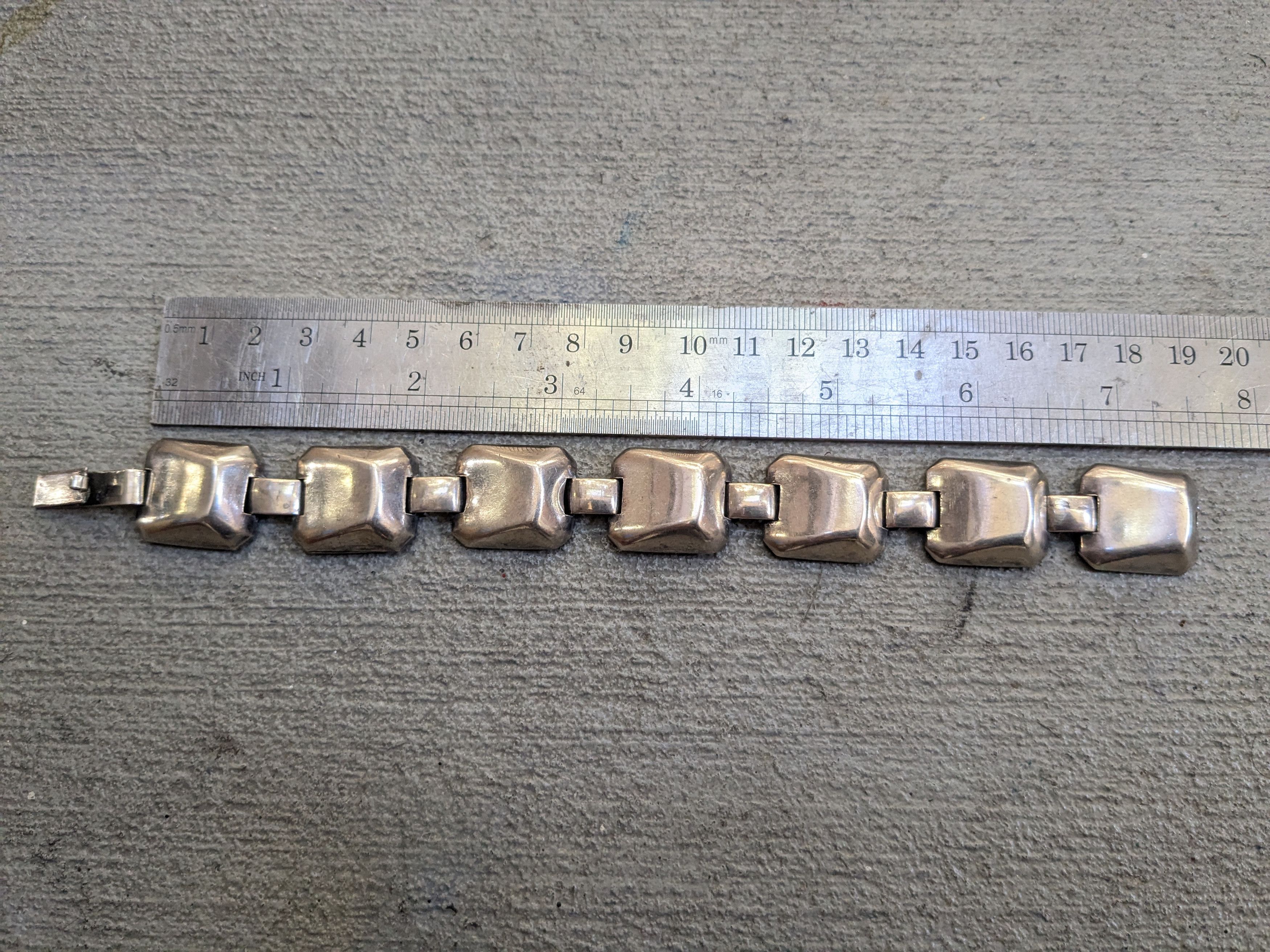 Sterling Silver Vintage Sterling Silver Bracelet Square Modern Abstract Size ONE SIZE - 16 Thumbnail