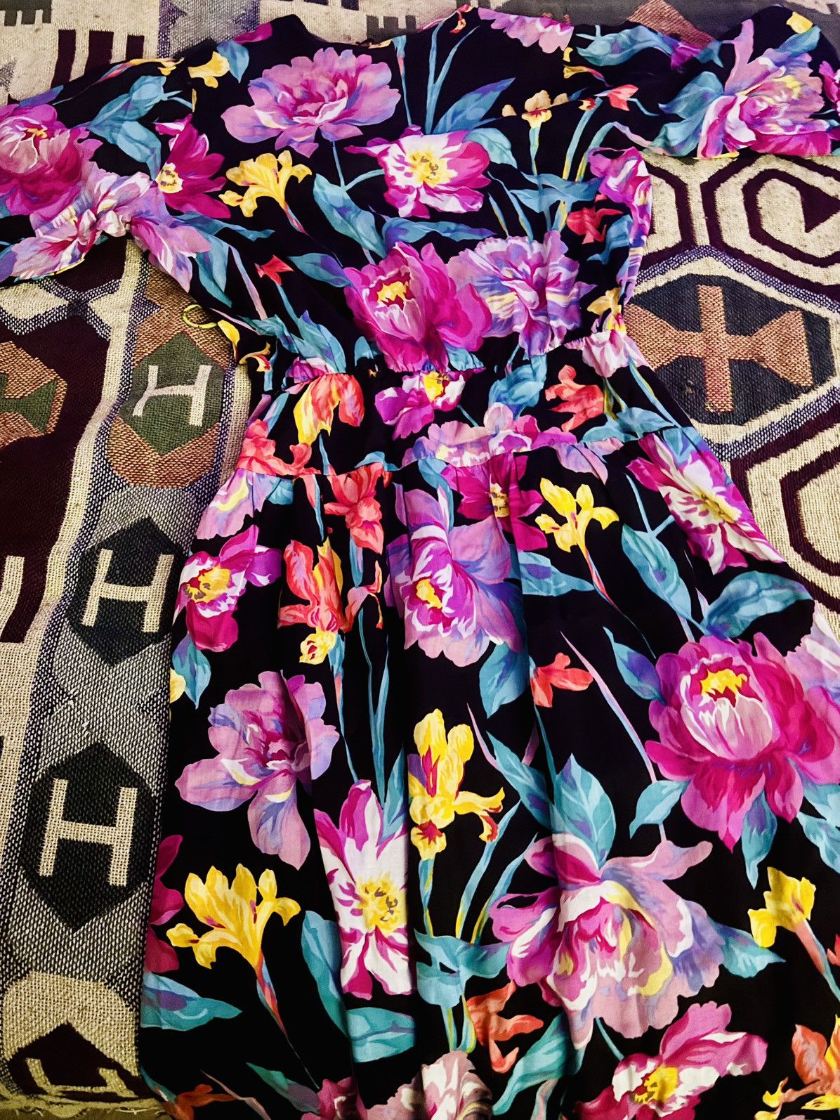 Vintage Vintage Floral Retro Mini Dress Size Small Size S / US 4 / IT 40 - 2 Thumbnail