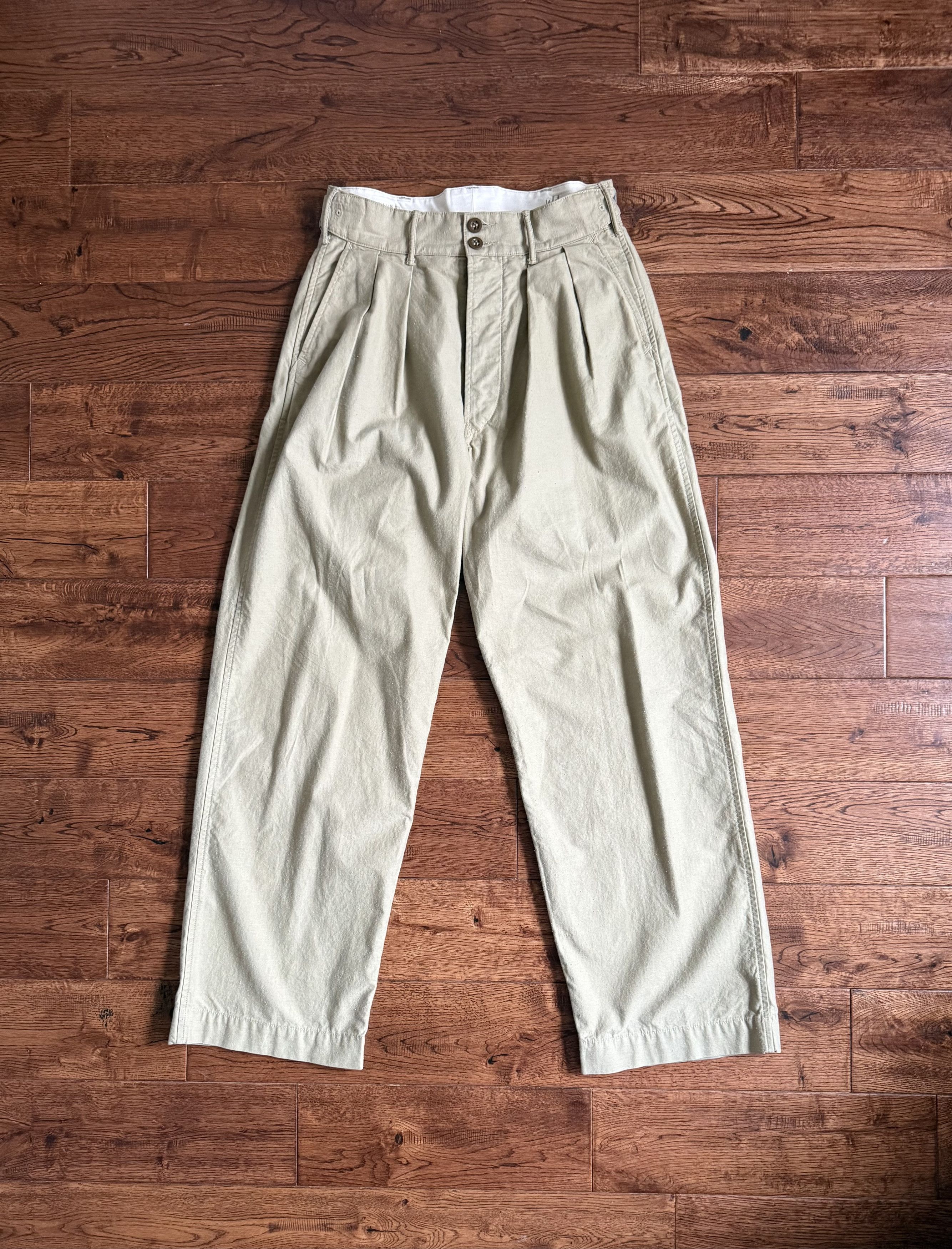 RRL Ralph Lauren Khaki Pleated Chino Trousers Size US 29 - 2 Thumbnail