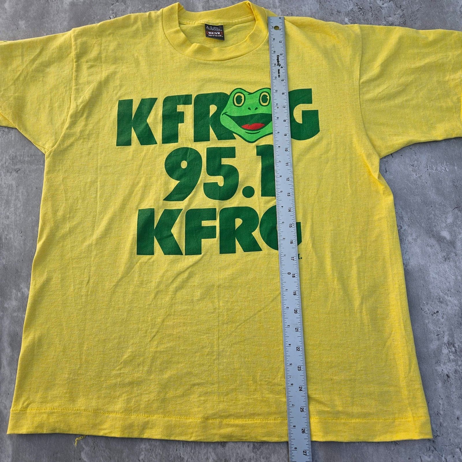 Fruit Of The Loom Vintage Kfrog Shirt Size Large Yellow Single Stitch Size US L / EU 52-54 / 3 - 7 Thumbnail