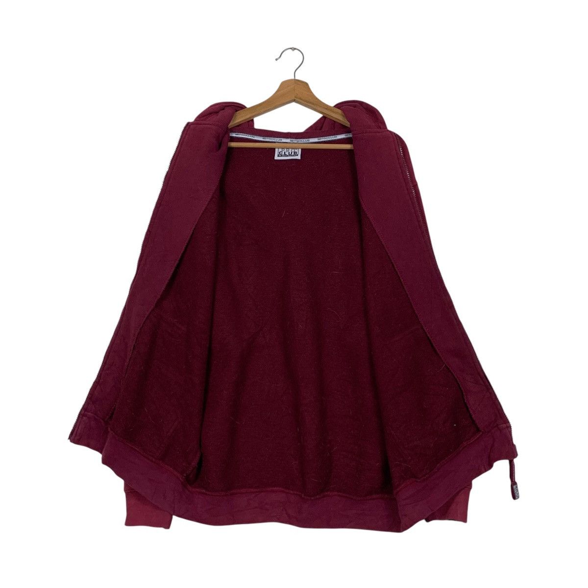 Vintage PRO CLUB Maroon Zipper Hoodie Sweatshirt #2427-C109 Size US M / EU 48-50 / 2 - 12 Thumbnail