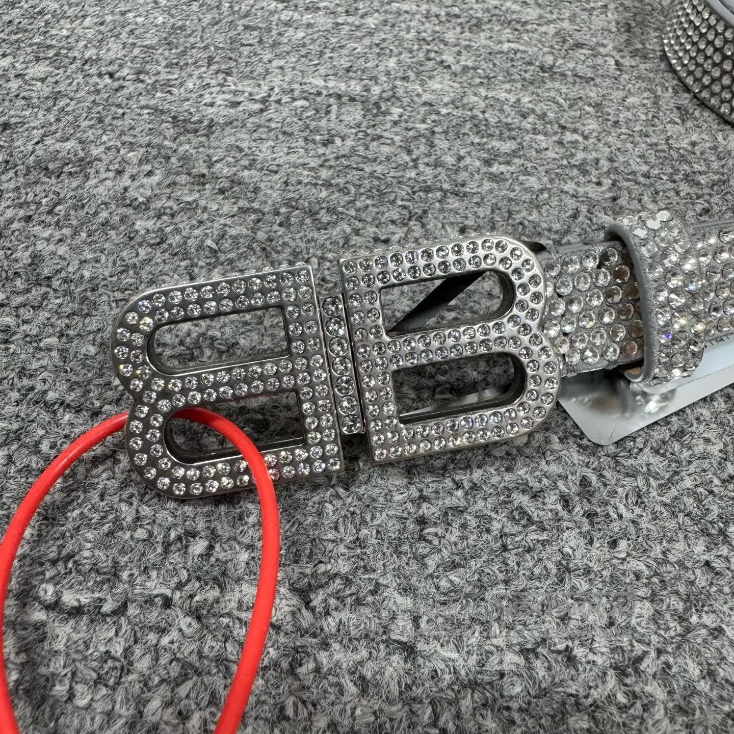 Balenciaga Balenciaga Dual B Hourglass Thin Full-Diamond Belt| Size ONE SIZE - 3 Thumbnail