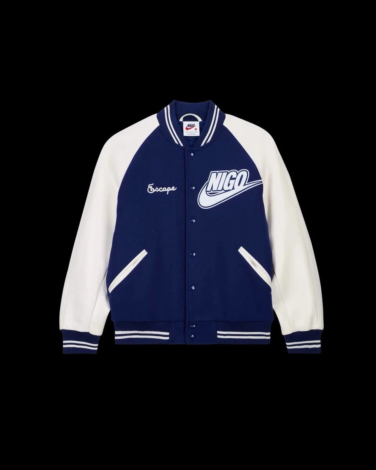 Japanese Brand × Nigo × Nike NIKE X NIGO NAVY VARSITY JACKET | Grailed