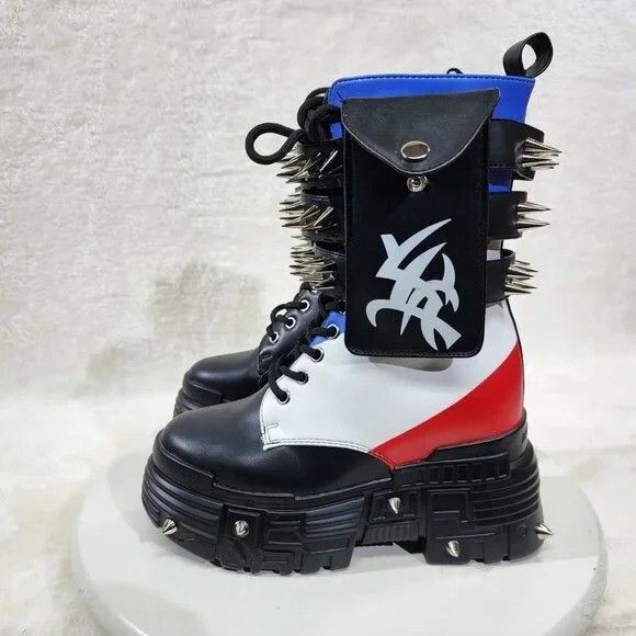 Other Anthony Wang Red White Blue Black Night Cyber Punk Goth Mid Size US 8.5 / IT 38.5 - 1 Thumbnail