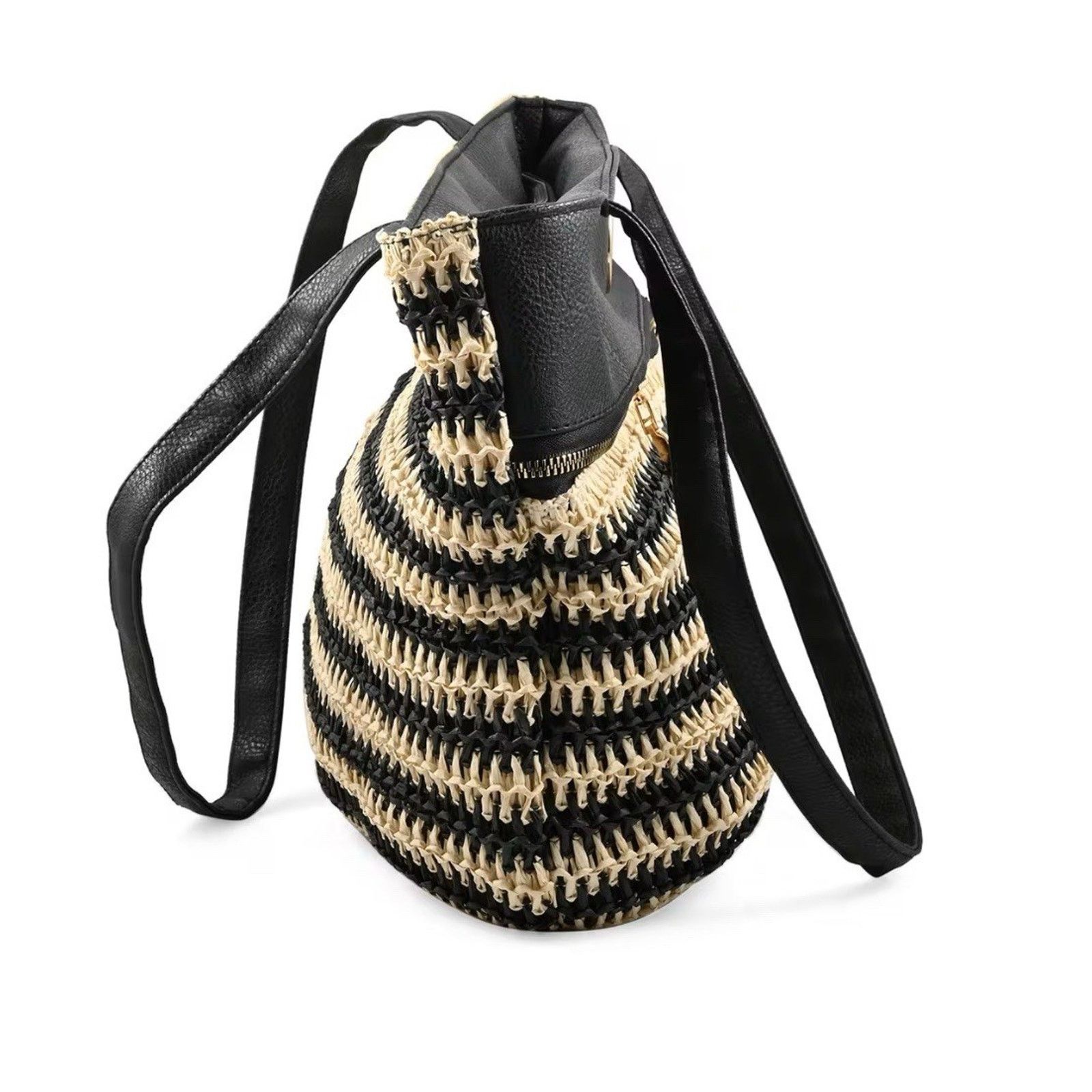 Beverly Hills Polo Club Beverly Hills Polo Club Tan & Black Woven Tote Size ONE SIZE - 3 Thumbnail