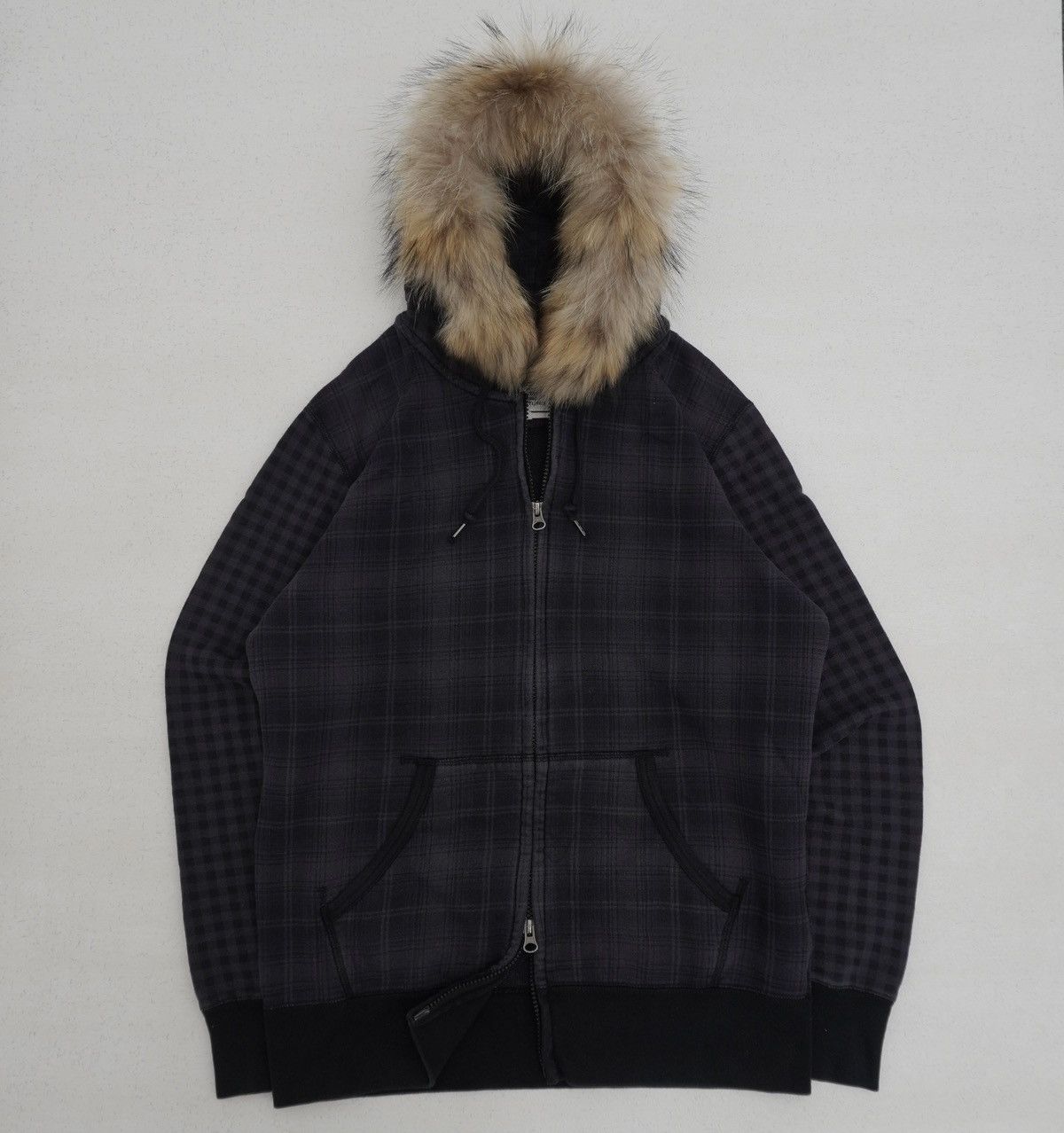 Japanese Brand 90s Japanese Double Zip Plaid Hoodie Fur Hoodie HG style Size US L / EU 52-54 / 3 - 1 Thumbnail