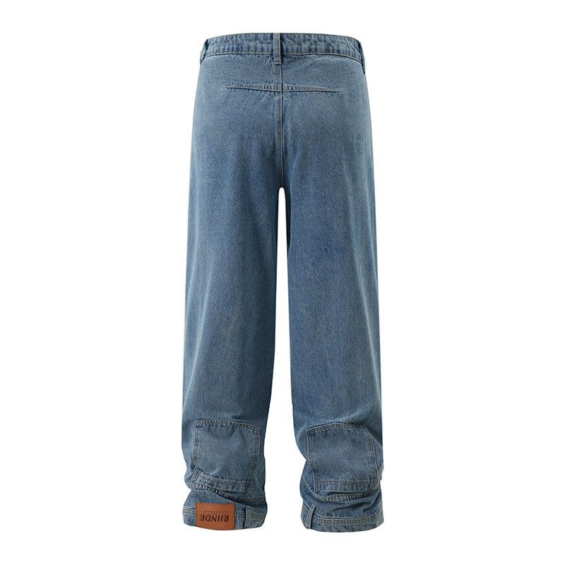 Jean American high street washed loose straight leg men's jeans Size US 32 / EU 48 - 2 Thumbnail