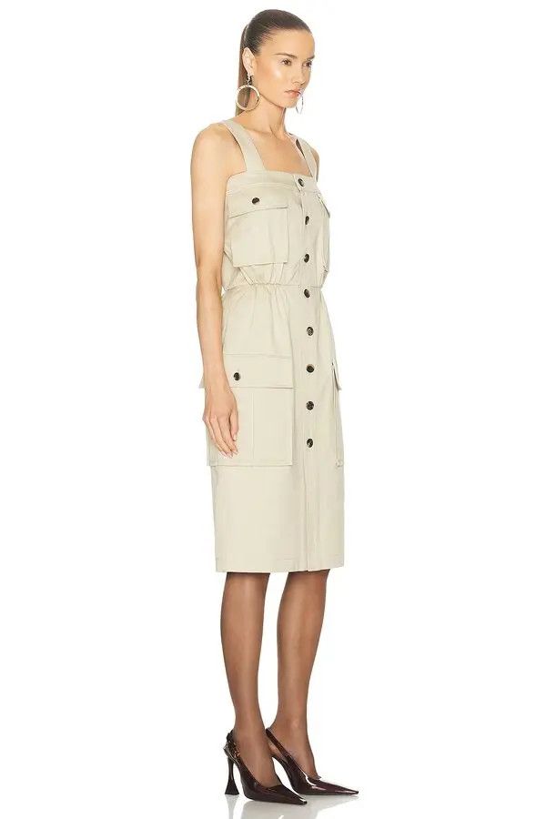 Saint Laurent Paris o1bcso1str1125 Saharienne Dress In Cotton in Light Beige Size M / US 6-8 / IT 42-44 - 2 Thumbnail