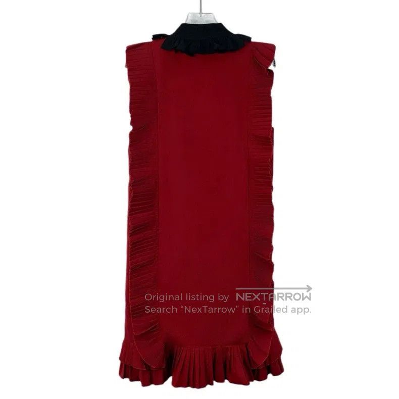 Fendi Fendi Red Tie Bow Cotton Lace Trim Sleeveless Dress Size XXS / US 00 / IT 34 - 2 Thumbnail