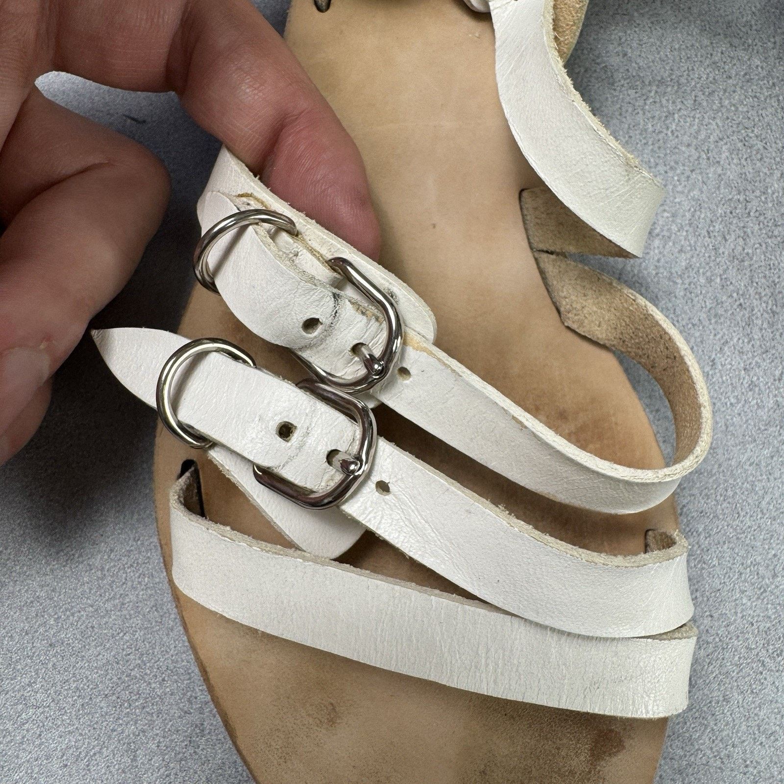 Balenciaga Balenciaga Bickle White Leather Gladiator Ankle Sandals 37 Size US 7 / IT 37 - 6 Thumbnail