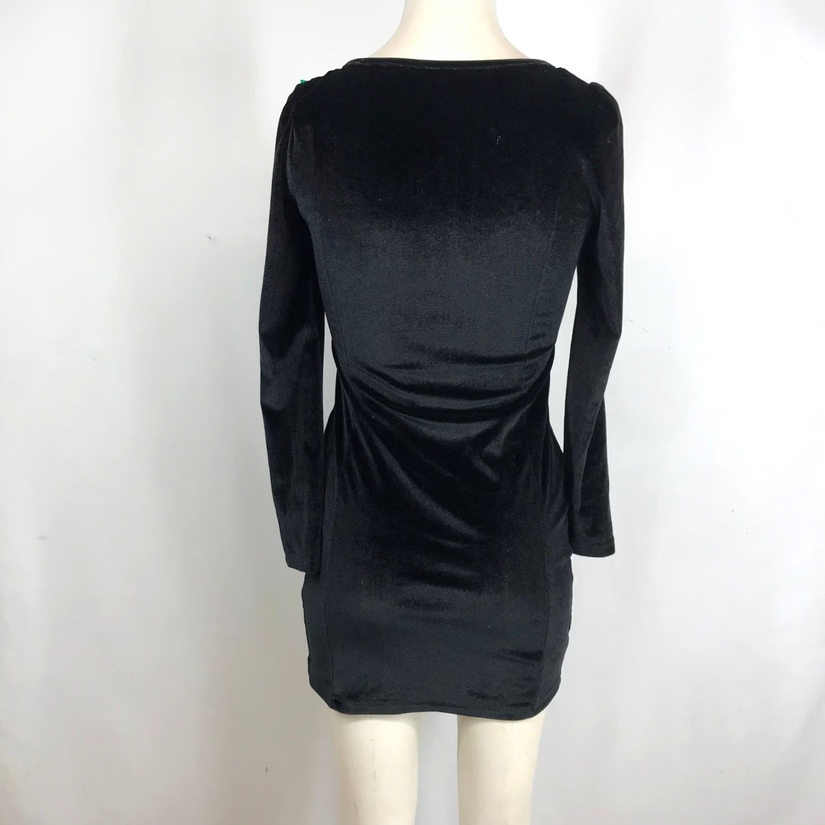 Velvet Womens Black Velvet Square Neck Long Sleeve Bodycon Mini Dress S Size S / US 4 / IT 40 - 5 Thumbnail