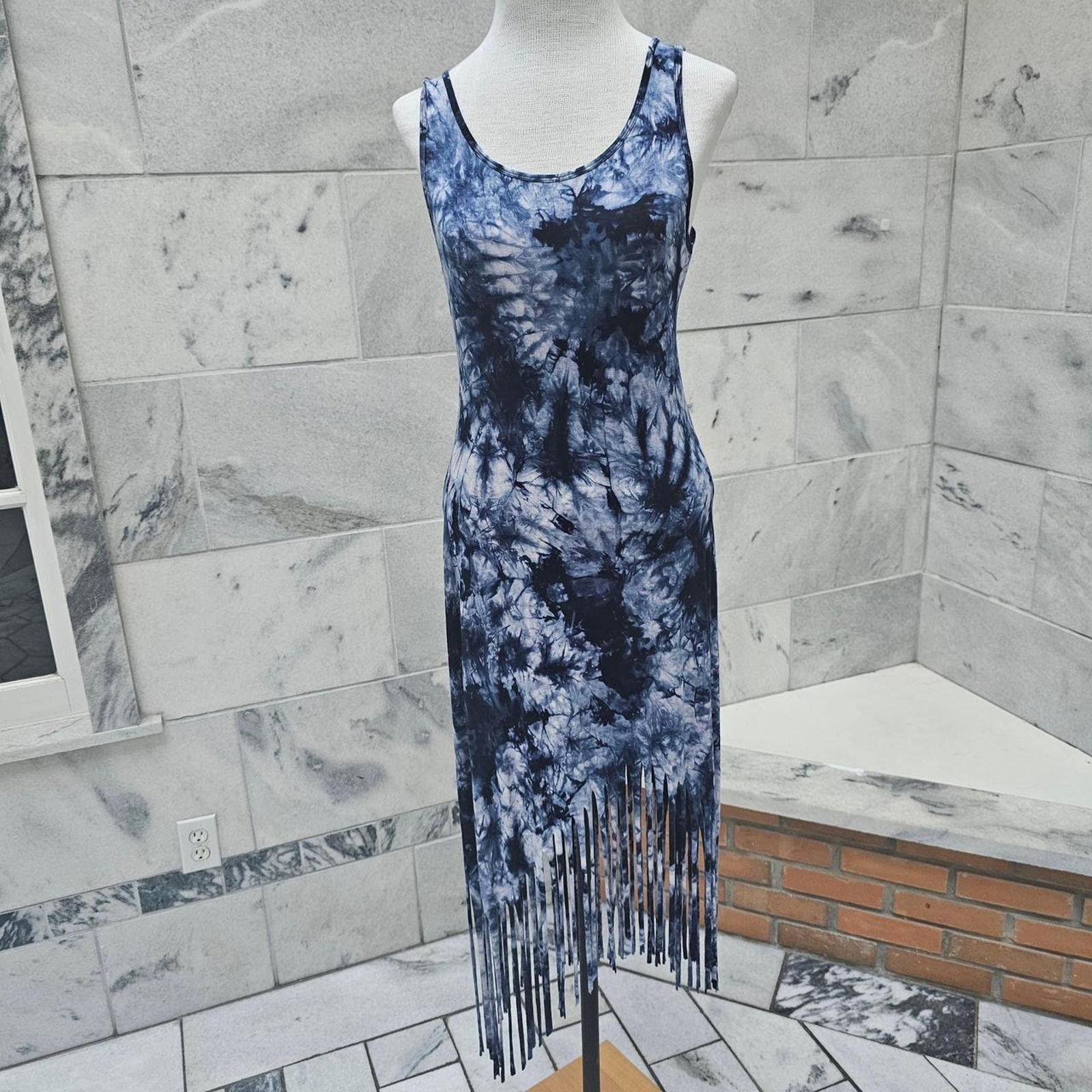 Other Women's White and Blue Tie-Dye Dress Size M / US 6-8 / IT 42-44 - 1 Thumbnail