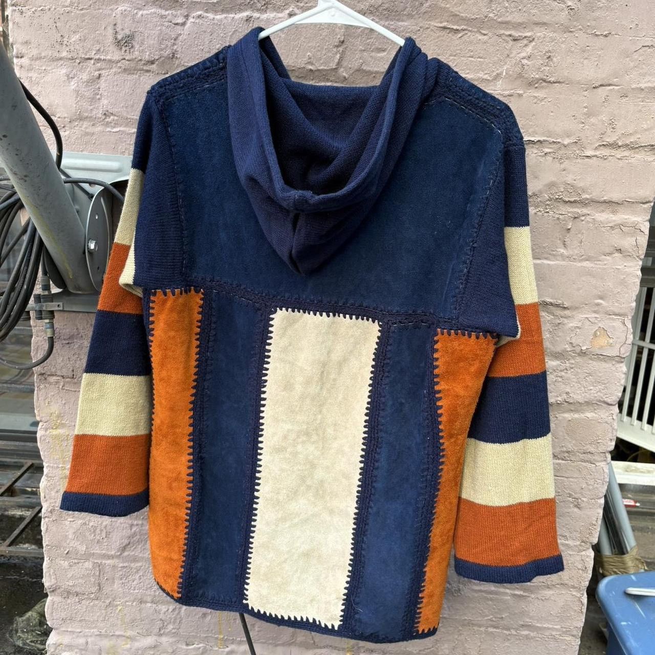 Genuine Leather Vintage 60s Suede Leather Patchwork Toggle Hooded Jacket Size US L / EU 52-54 / 3 - 2 Thumbnail
