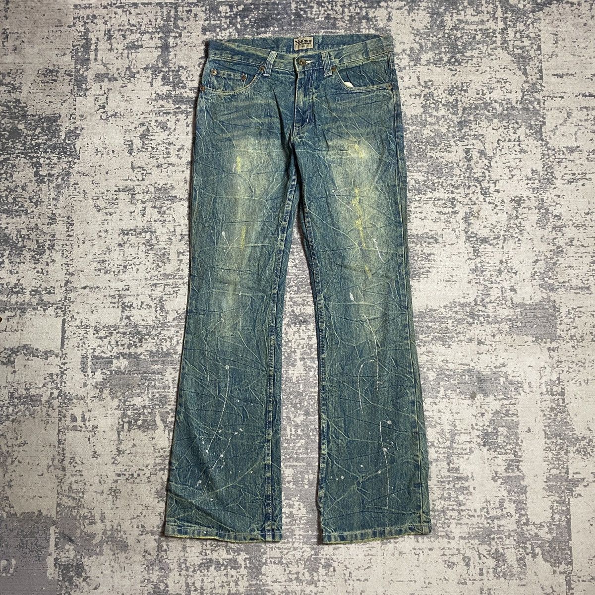 Tornado Mart Vintage Nylaus Raw Faded Splatter Flared Size US 32 / EU 48 - 1 Thumbnail