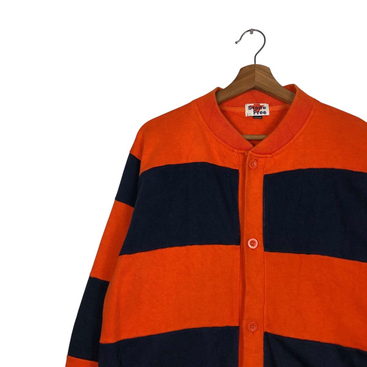 Japanese Brand 📌Vintage Button Bomber Cardigan Jacket Stone Free Striped Size US M / EU 48-50 / 2 - 8 Thumbnail