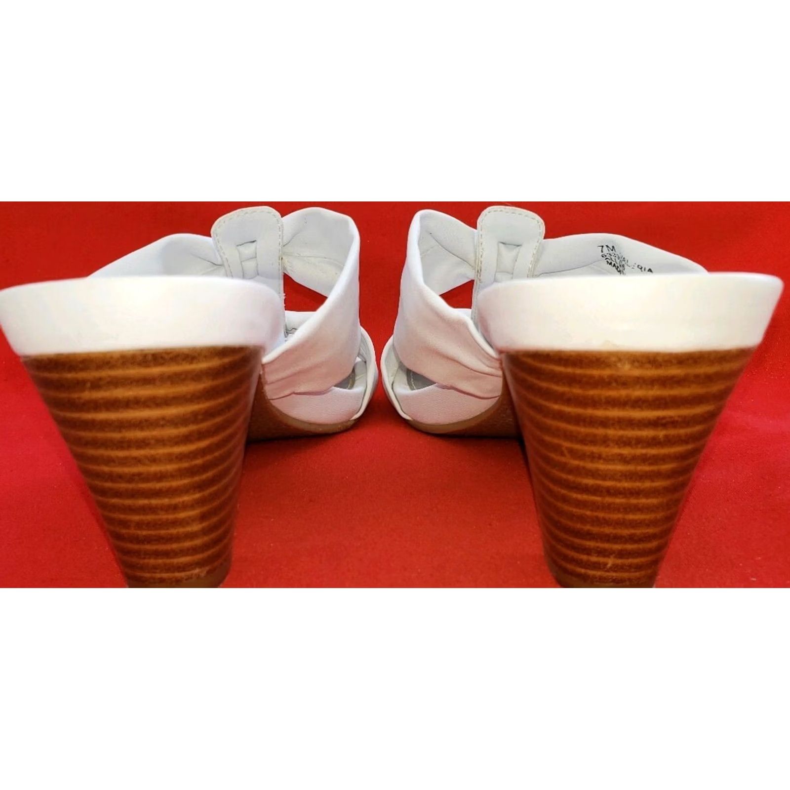 Vintage Impo Valeria White Double Crossover 3" Heel Slide Sandal Size 7M Womens Shoes Size US 5 / IT 35 - 6 Thumbnail