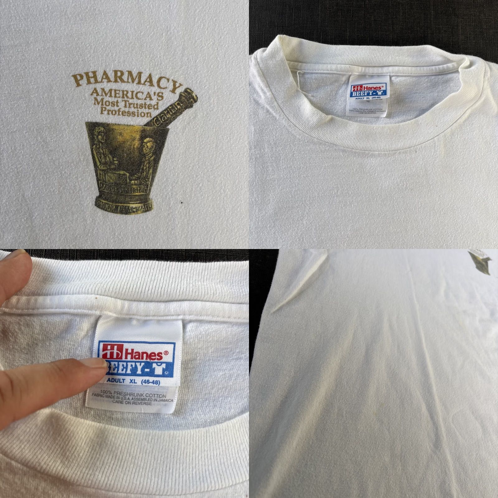 Hanes VINTAGE Hanes T-Shirt Men XL White 90s Graphic Print Claritin Pharmacy Most Trusted Profession Medicine 90s Mens XXL Size US XL / EU 56 / 4 - 8 Thumbnail