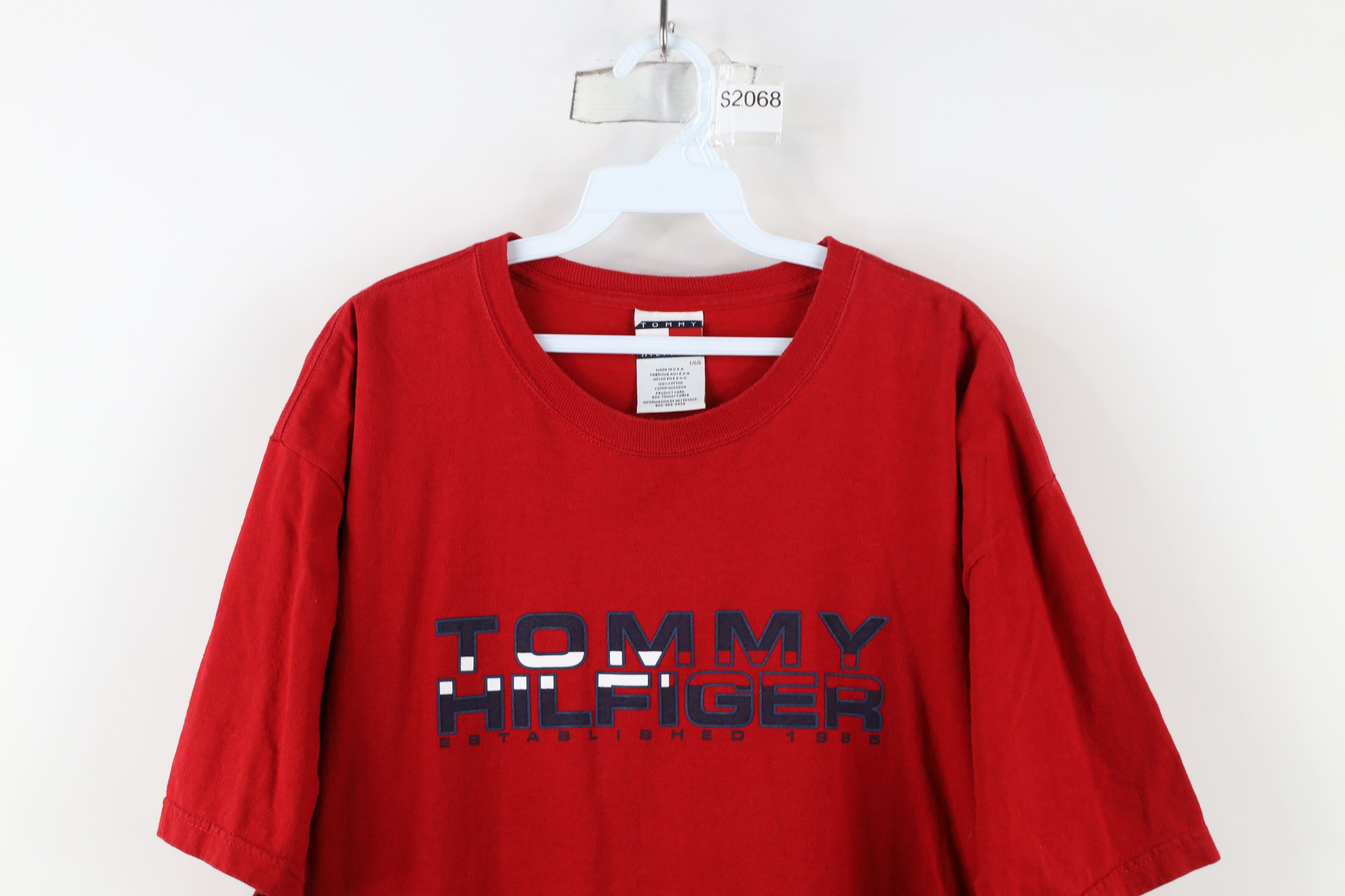 Tommy Hilfiger × Vintage Vintage 90s Tommy Hilfiger Short Sleeve T-Shirt Red USA Size US L / EU 52-54 / 3 - 2 Thumbnail