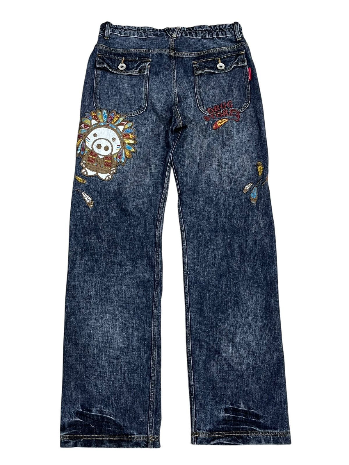 Japanese Brand Vintage Drug Store's Native Dope Embroidered Bush Pant Denim Size US 31 - 2 Thumbnail