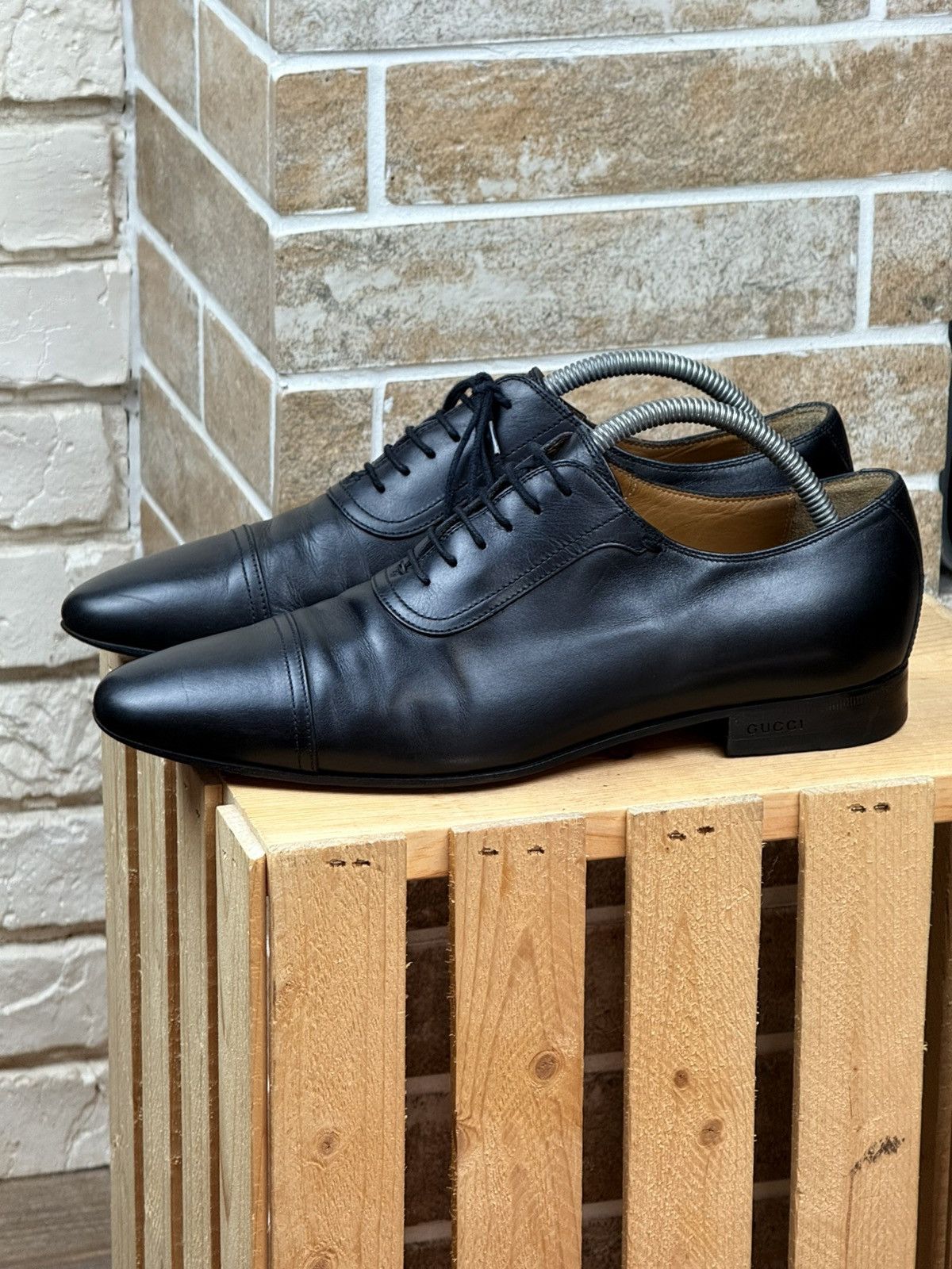 Gucci Gucci Black Leather Oxford Formal Shoes Size US 7.5 / EU 40-41 - 1 Thumbnail