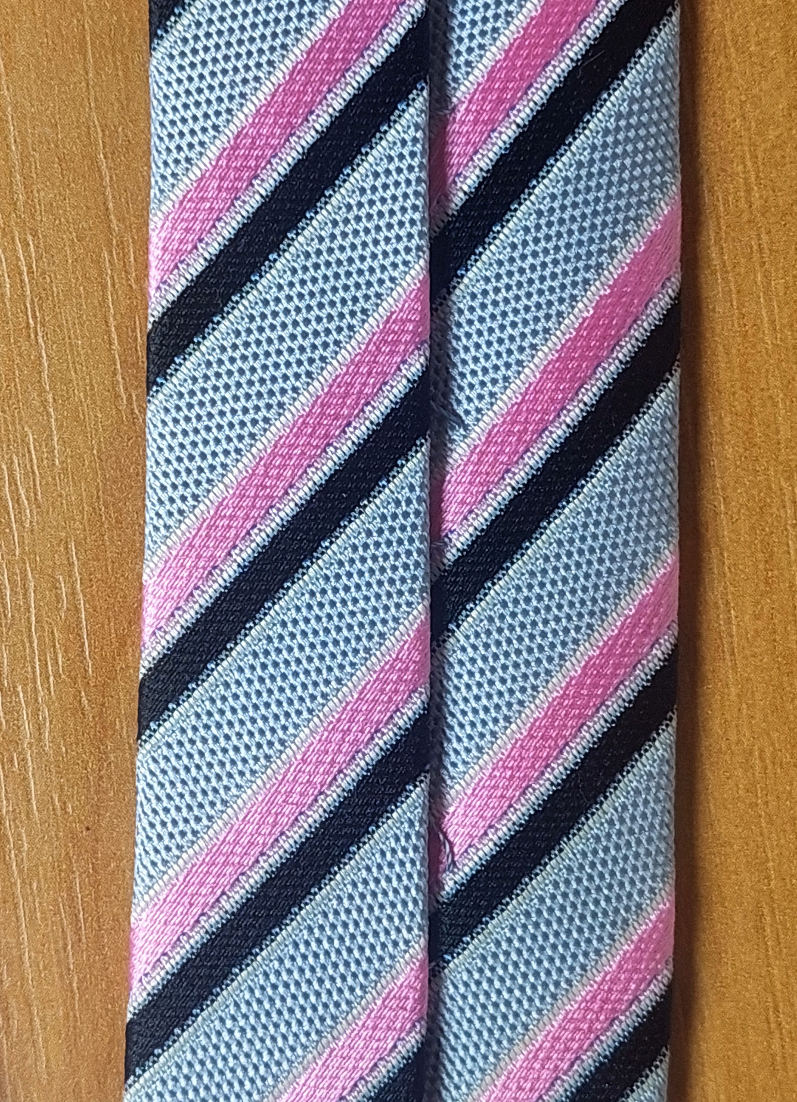 Ermenegildo Zegna Ermenegildo Zegna Silk Tie Gray Pink Diagonal Stripe Italy Size ONE SIZE - 13 Thumbnail