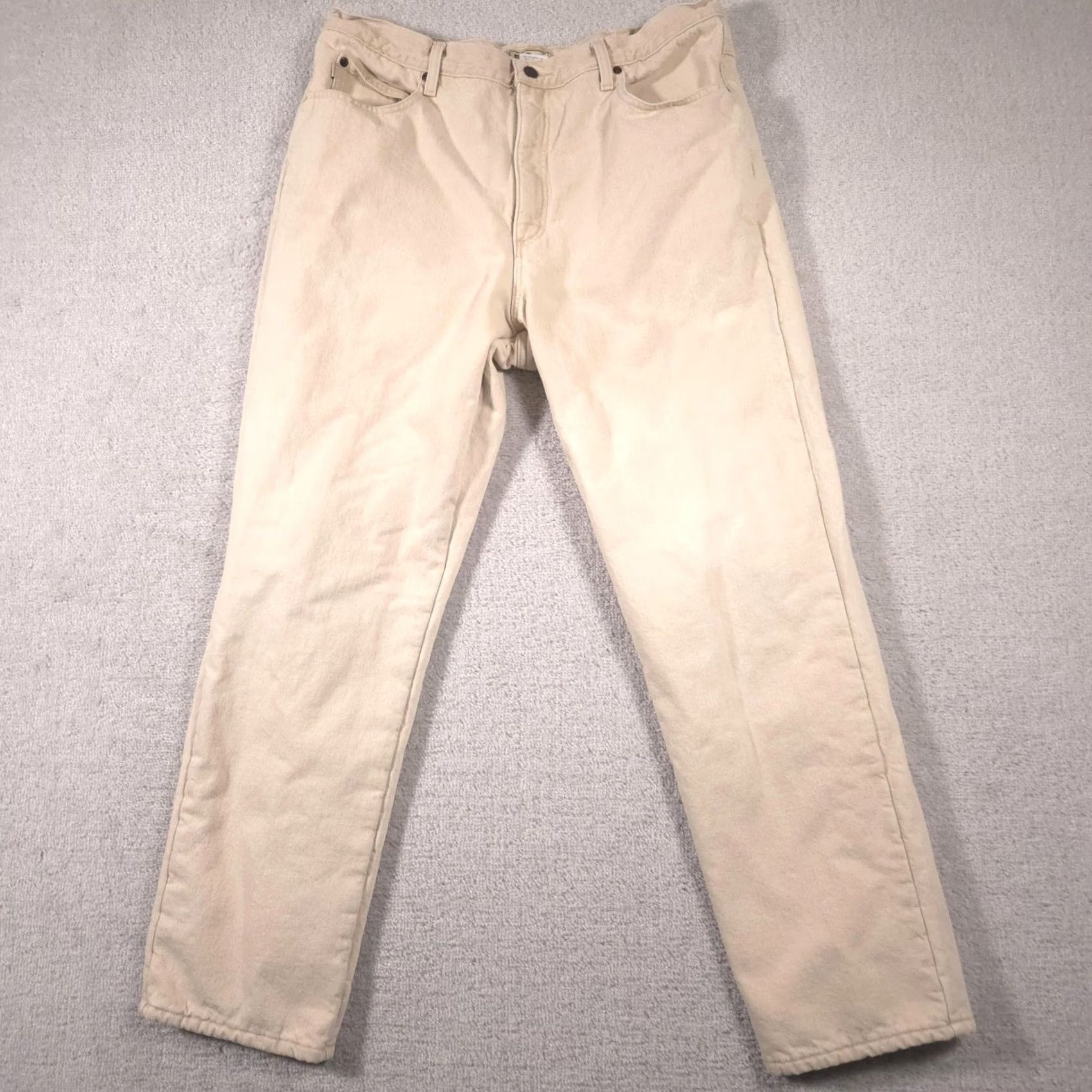 Vintage L.L.Bean Jeans Mens 38x32 Tan Classic Fit Fleece Lined Workwear Winter Warm Jeans Size US 38 / EU 54 - 2 Thumbnail