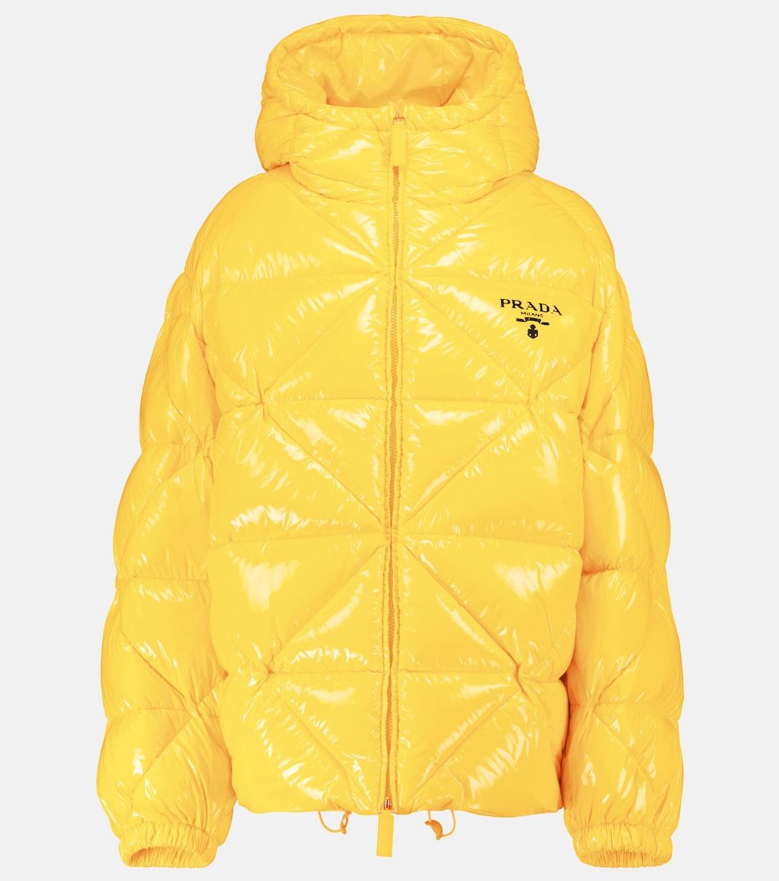 Prada $3.8K VALUE Logo-print Puffer Jacket In Yellow Size L / US 10 / IT 46 - 1 Thumbnail