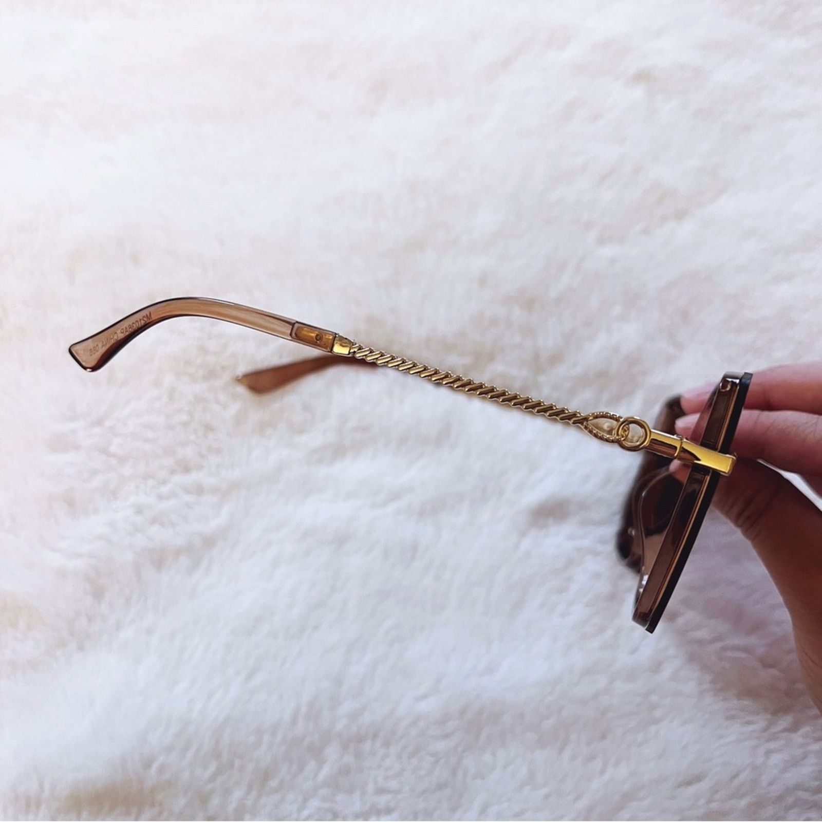 Other Gia Clear Brown Elegant Chain Link Oversized Sunglasses Size ONE SIZE - 8 Thumbnail