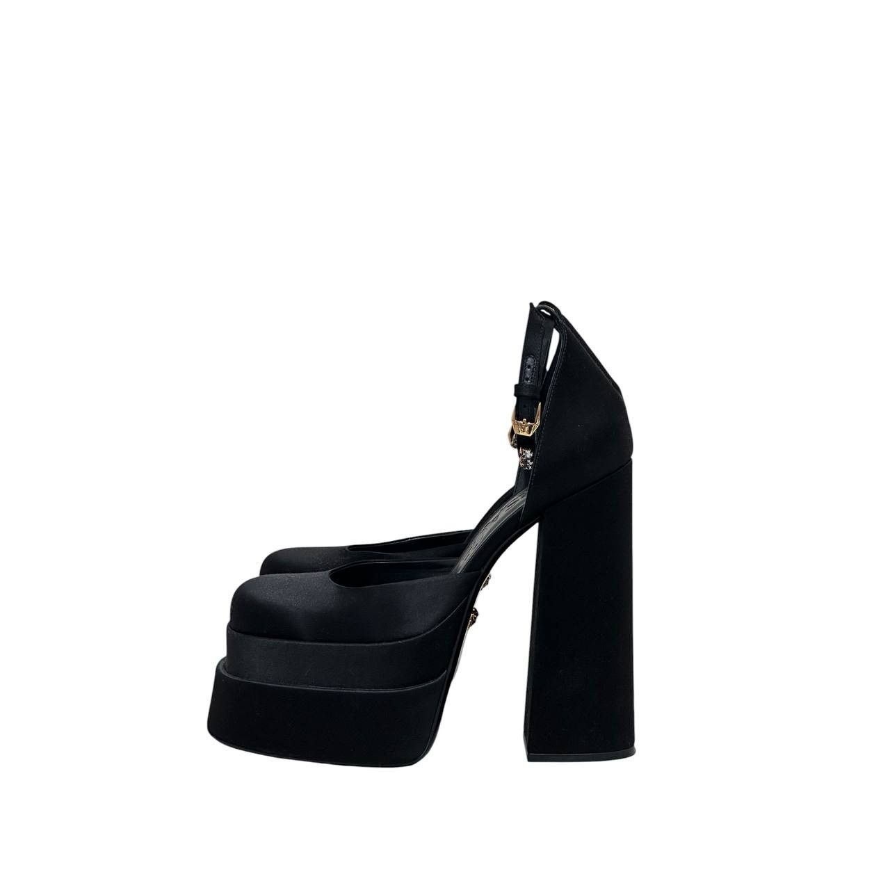 Versace Versace La Medusa Crystal Satin Block Heel Pumps Sz 38 Size US 8 / IT 38 - 1 Thumbnail