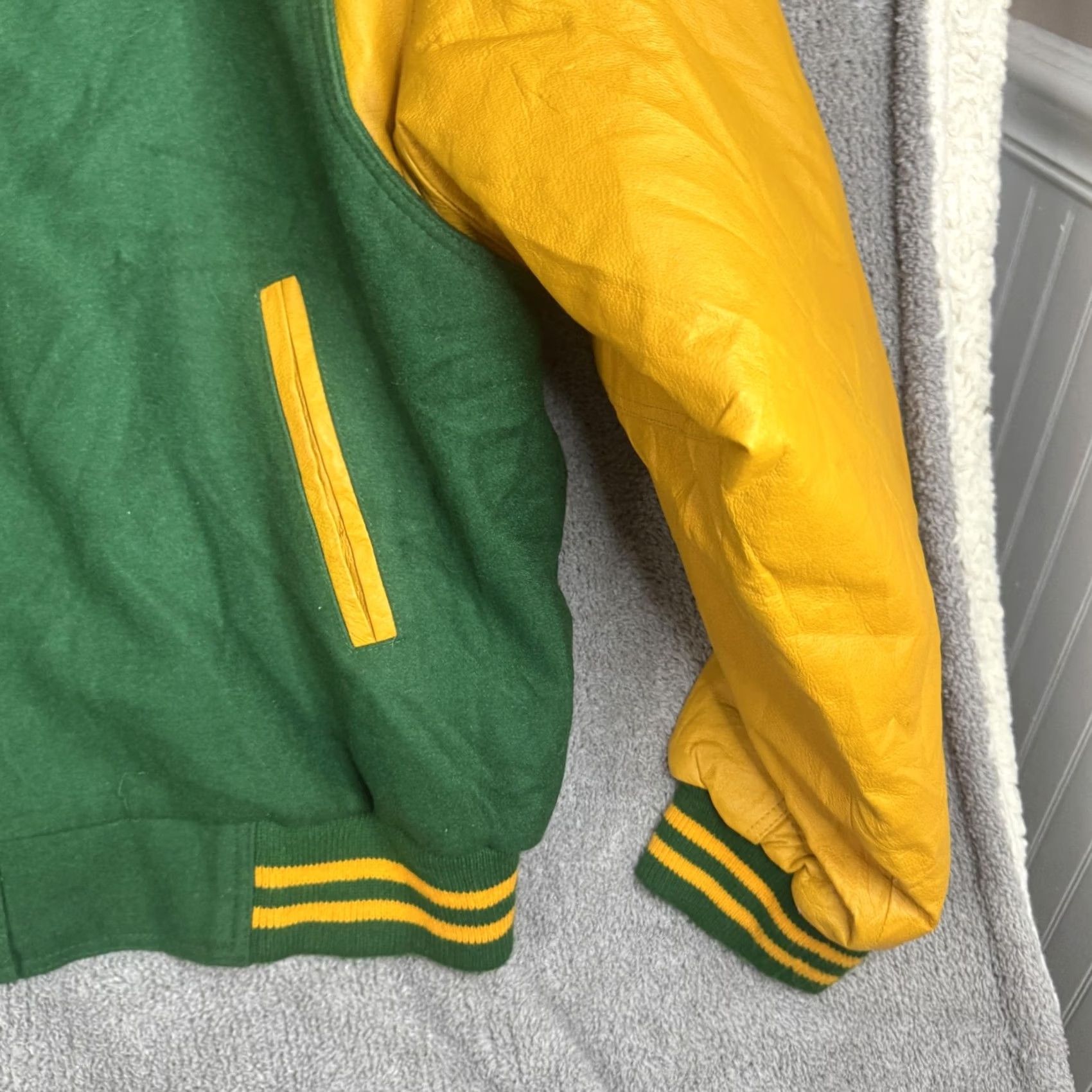 Vintage J.R. Stone Jacket Mens 2XL Green Wool Varsity Snap Lined Sports College Shirt Size US XXL / EU 58 / 5 - 3 Thumbnail