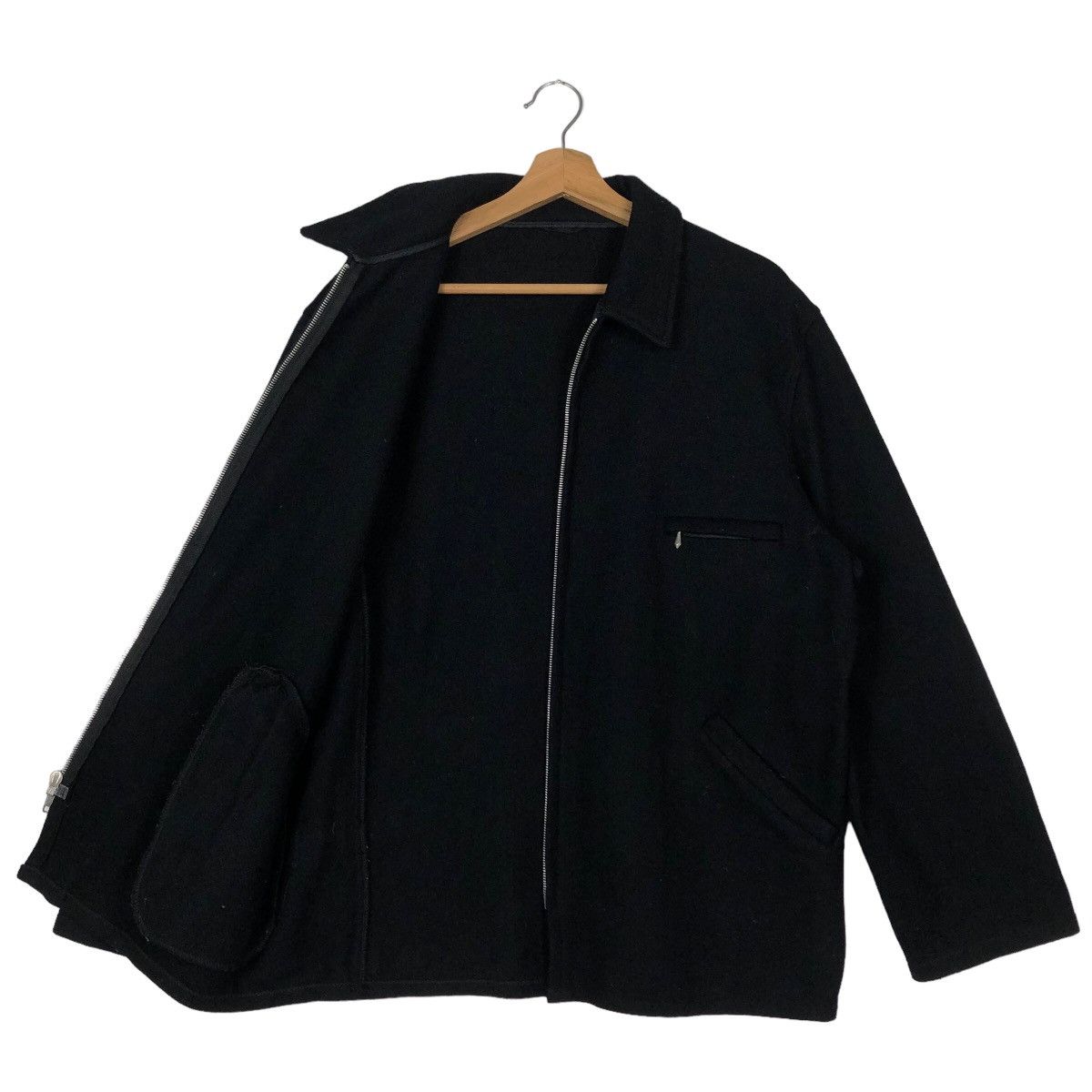 Vintage 🔥Iconic Black - 90’s Biker Wool Jacket Fidelity USA Size US L / EU 52-54 / 3 - 8 Thumbnail