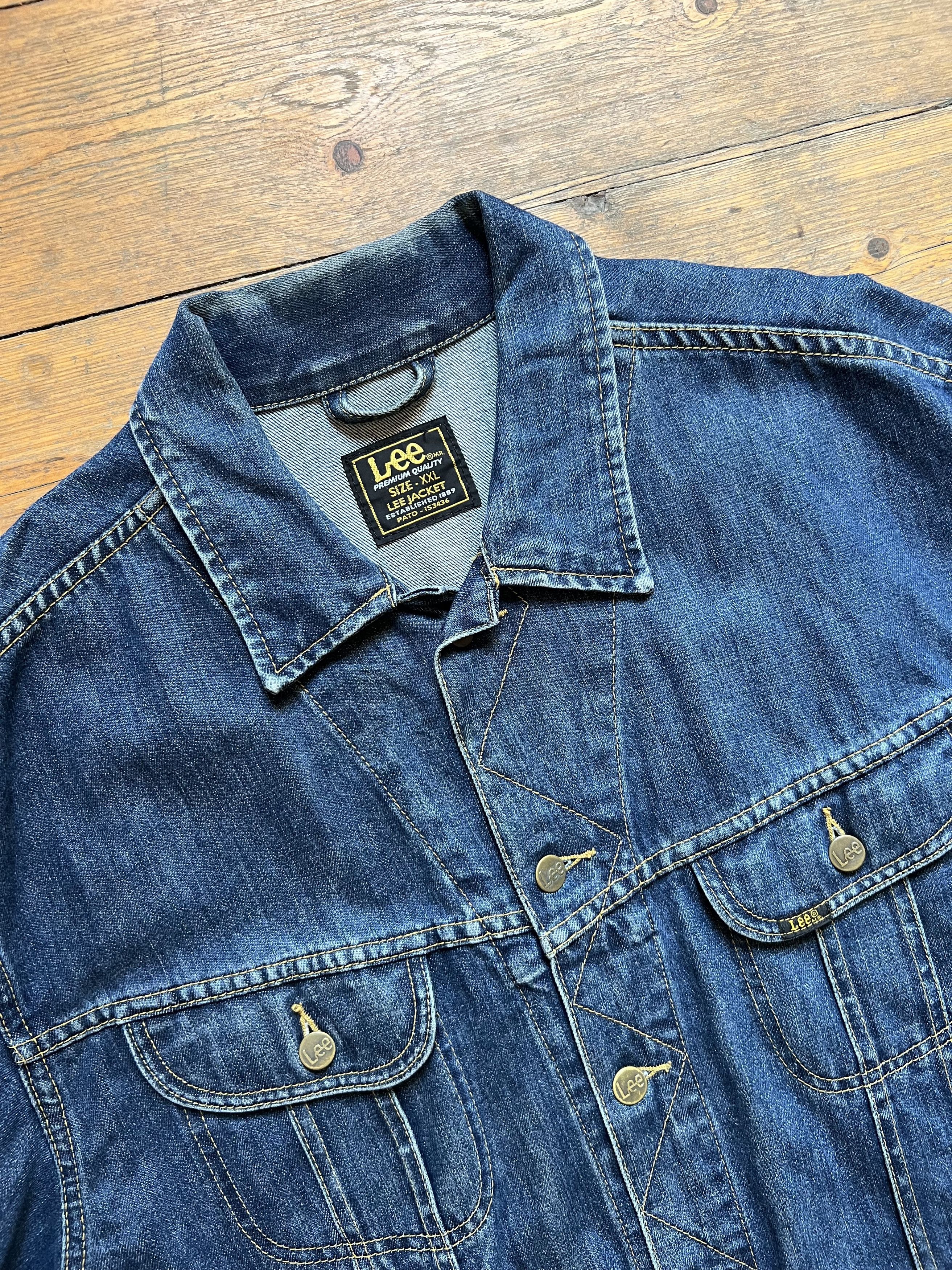 Lee Lee Vintage Heavy Trucker Denim NFS Fade Jacket Bomber Size US XXL / EU 58 / 5 - 5 Thumbnail