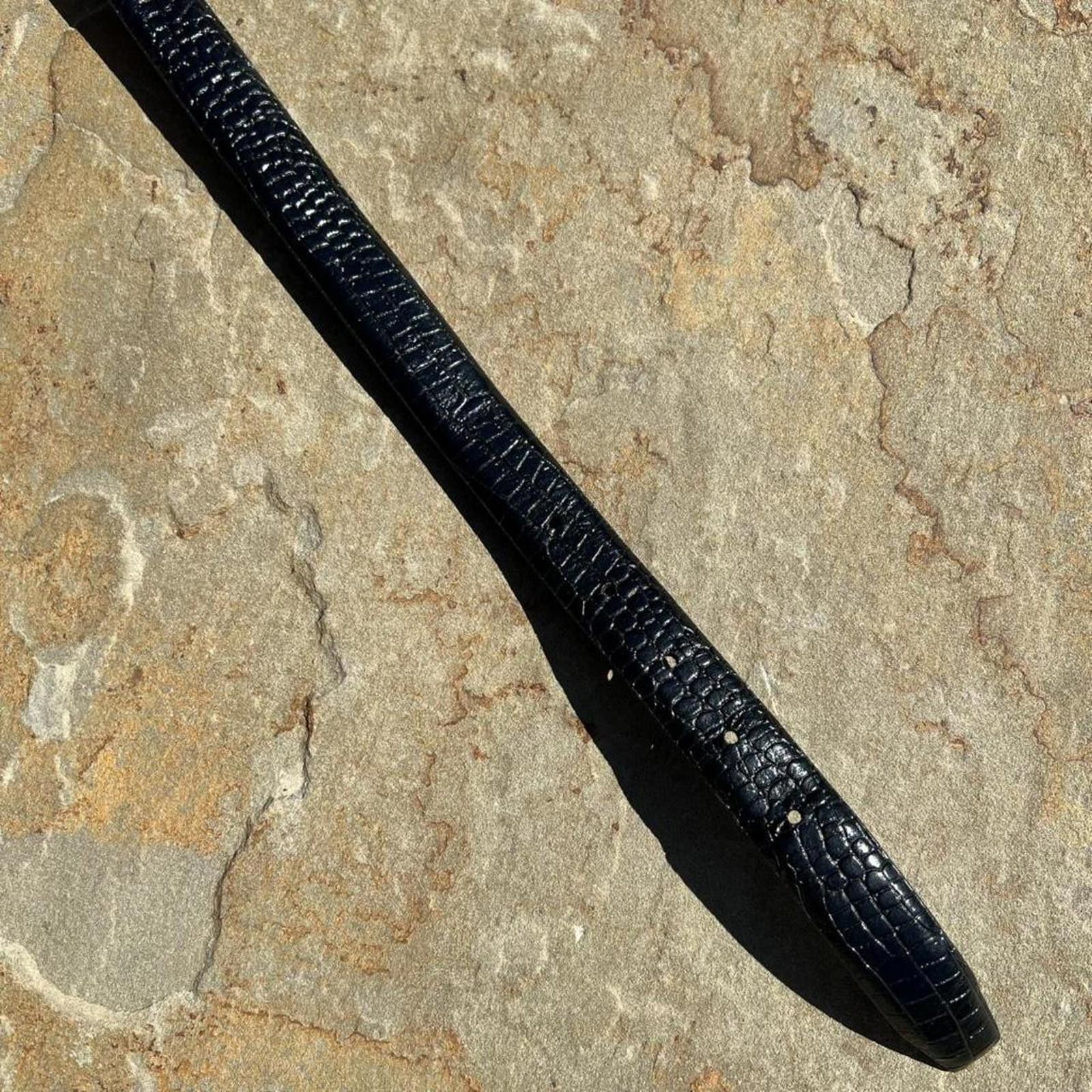 Liz Claiborne Y2K Black Leather Croc Embossed Belt Size ONE SIZE - 4 Thumbnail