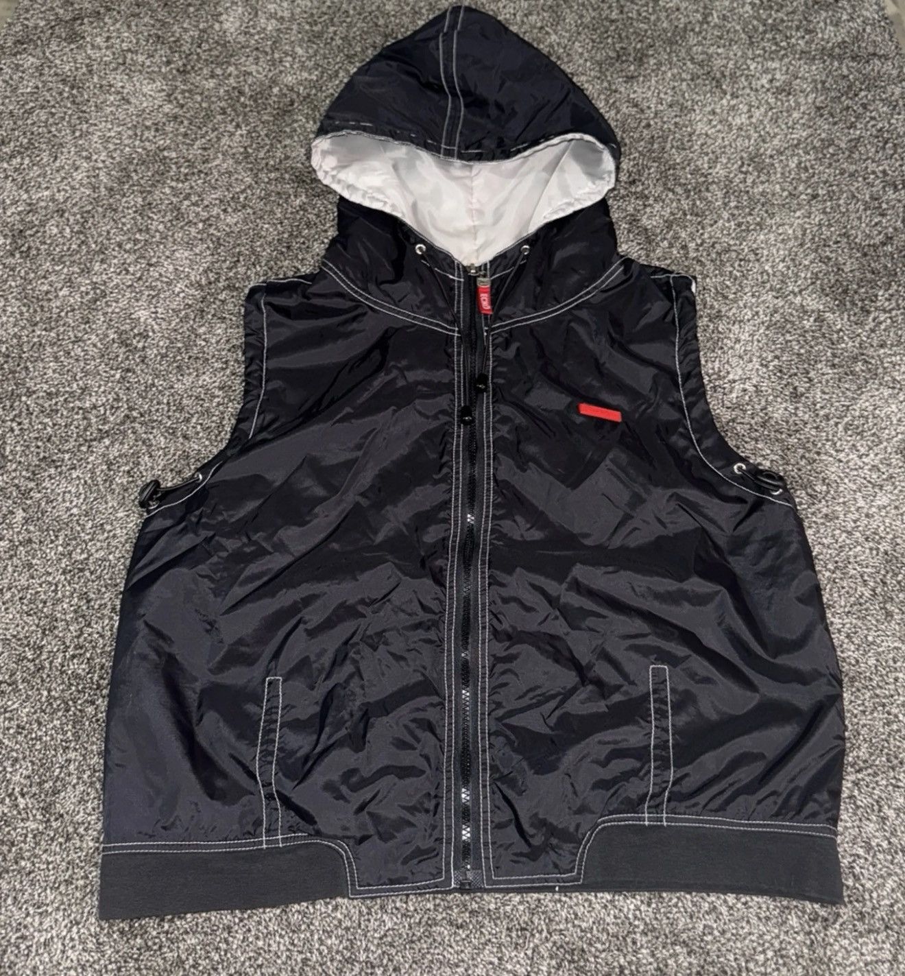 Ecko Unltd. ECKO UNLTD Grey Black Sleeveless Hoodie Bomber Puffer 
