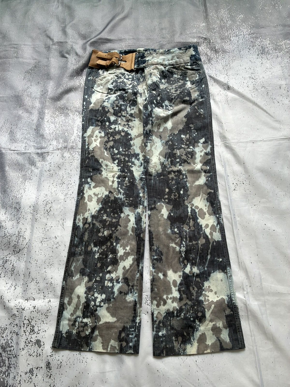 Diesel 2000s Dyed and Bleached belted denim by Diesel Size 30" / US 8 / IT 44 - 1 Thumbnail