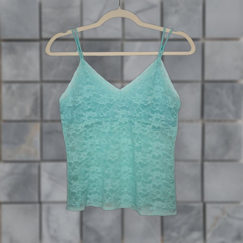 Victoria's Secret VINTAGE Victoria's Secret Blue Floral Flower Rose Lace Cami Tank Top Sheer Tank Adult M Women Blue Size M / US 6-8 / IT 42-44 - 1 Thumbnail