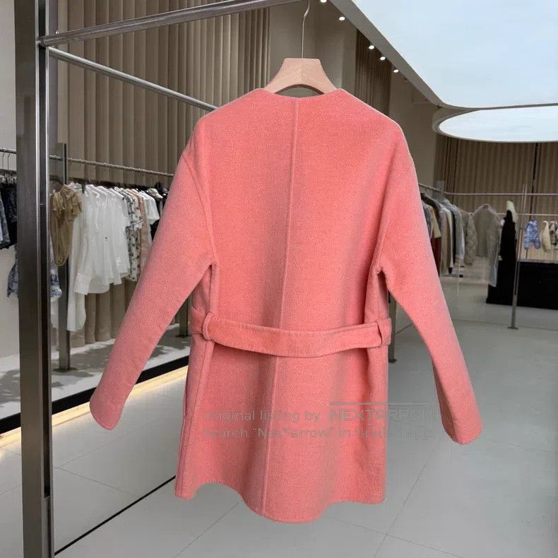 Hermes Hermes Orange-pink cashmere belted mid-length coat Size XS / US 0-2 / IT 36-38 - 2 Thumbnail