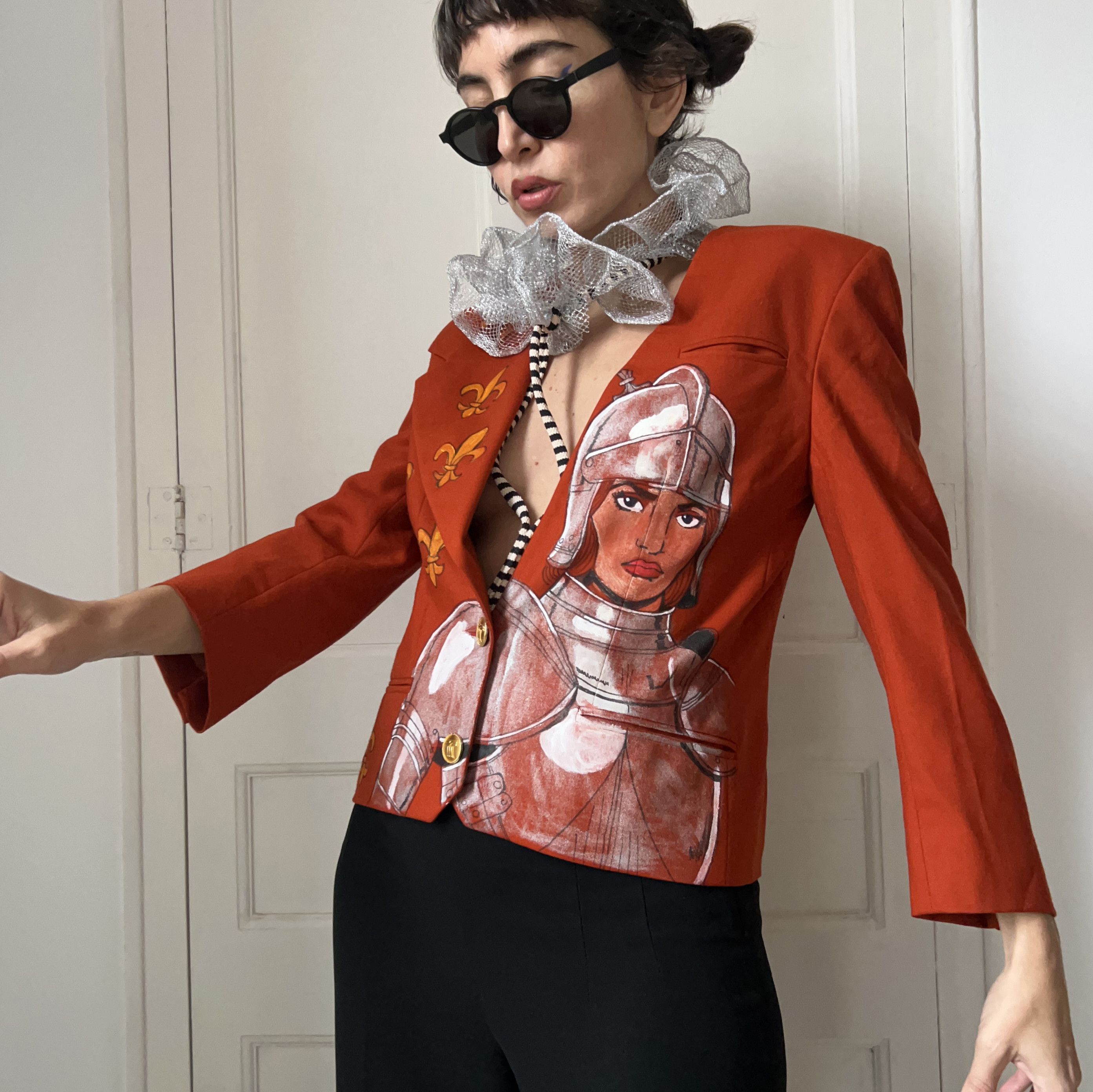 Custommade Hand Painted Joan of Arc Wool Blazer Size M / US 6-8 / IT 42-44 - 4 Thumbnail