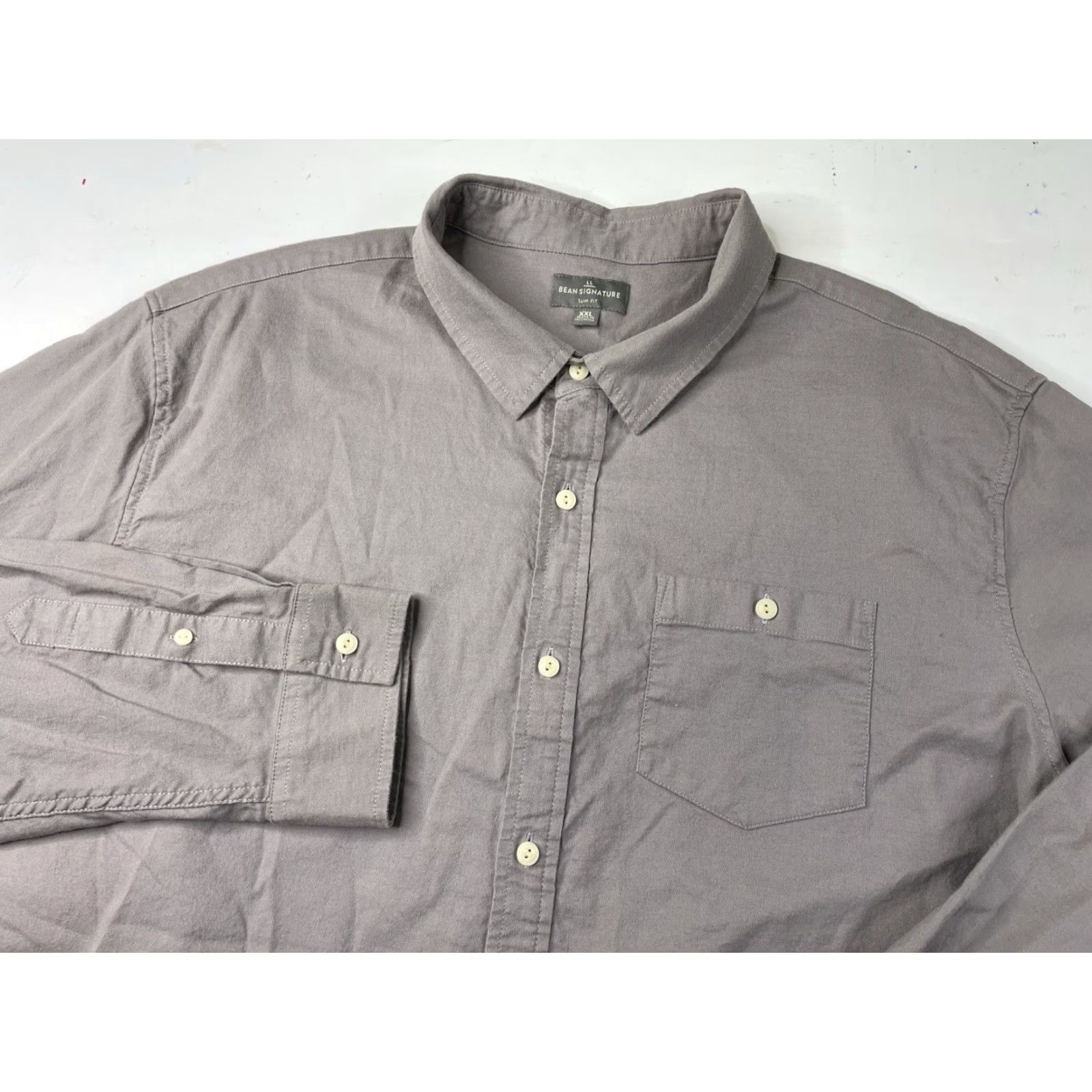 Vintage VINTAGE L.L. Bean Button-Down Shirt Men XXL Gray Cotton Spandex Denim Lightweight Slim Fit Long Sleeve Dollar? Size US XXL / EU 58 / 5 - 2 Thumbnail