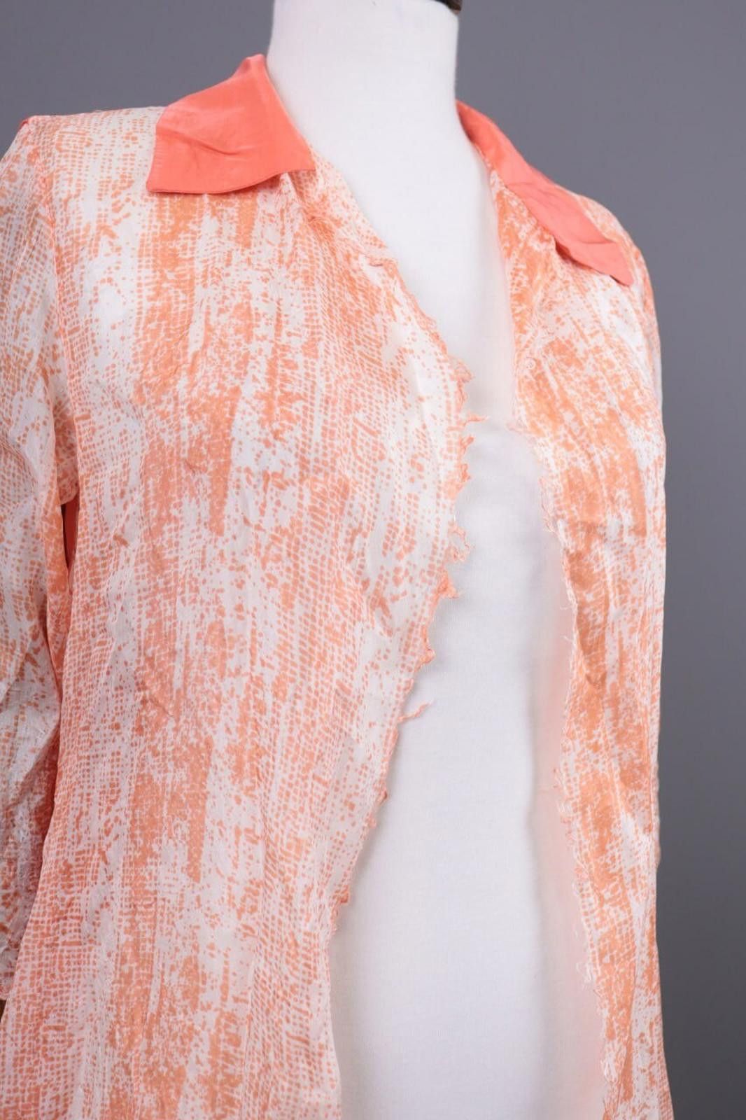 Designer Save The Queen Orange Abstract Silk Shirt Blouse Size S Size S / US 4 / IT 40 - 4 Thumbnail