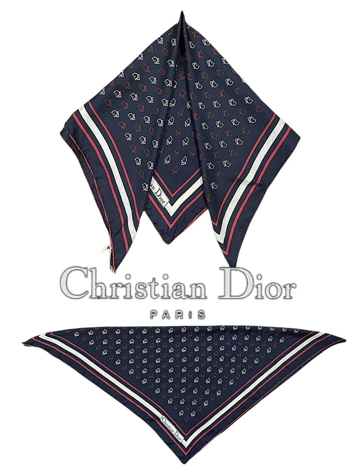 Christian Dior Monsieur Vintage Christian Dior Hand Rolled Diorgram Logo Silk Scarf Size ONE SIZE - 1 Thumbnail