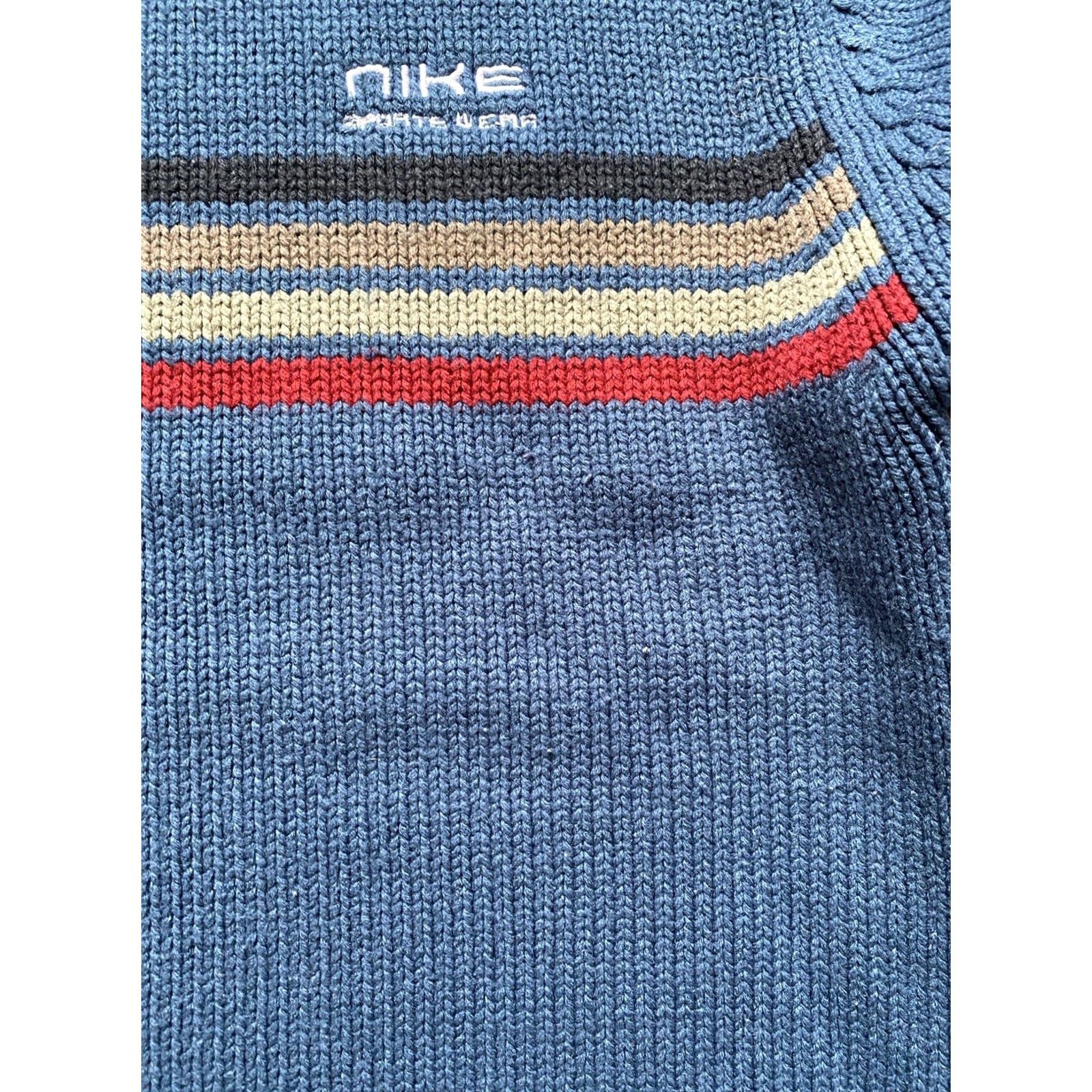Nike VINTAGE Nike Mens Sweater Knitted Cotton Pullover Blue M Knit Jumper Size M Carded Regular Mens Size US M / EU 48-50 / 2 - 4 Thumbnail